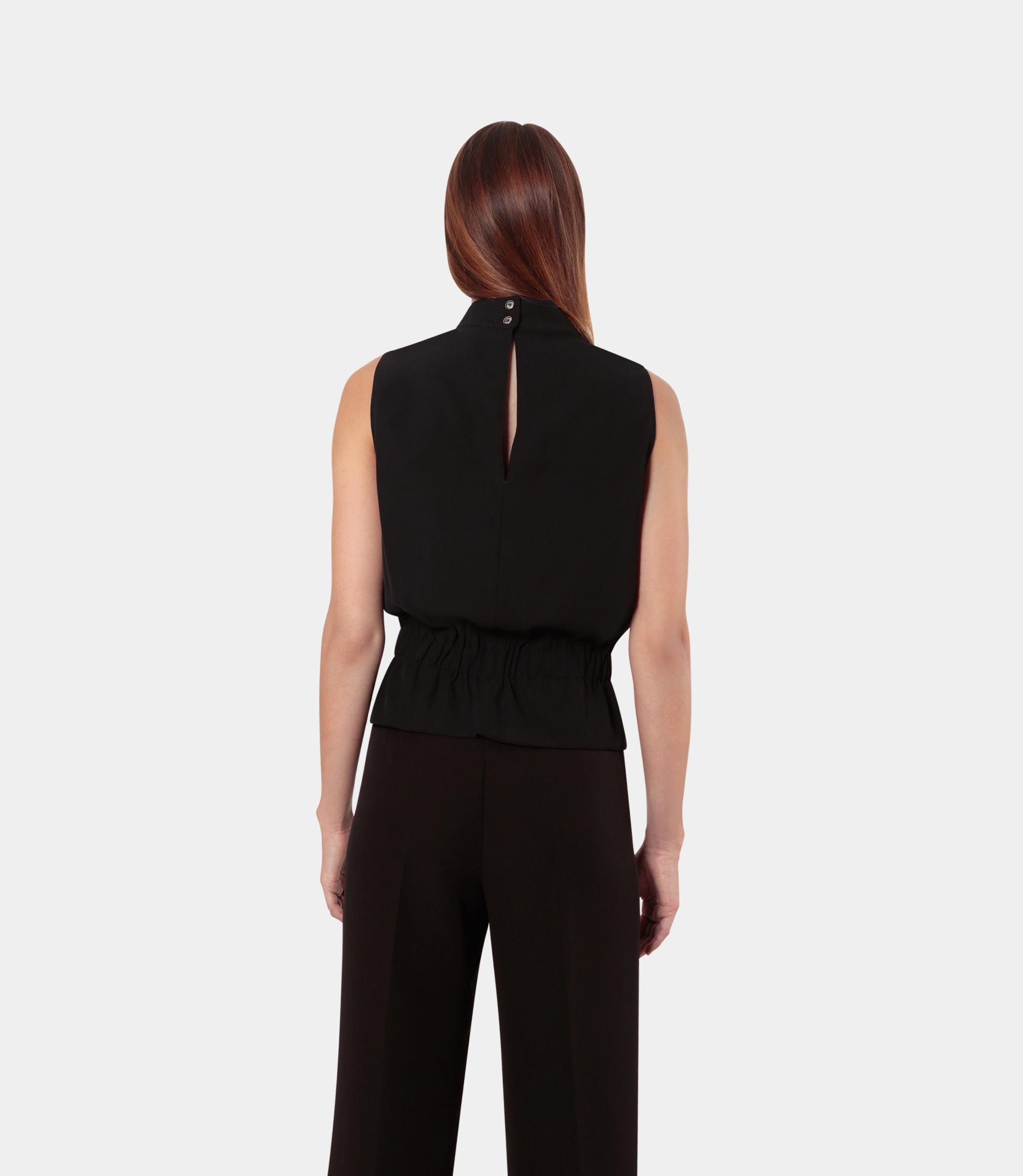 Sleeveless blouse in cadi - BLACK - NaraMilano