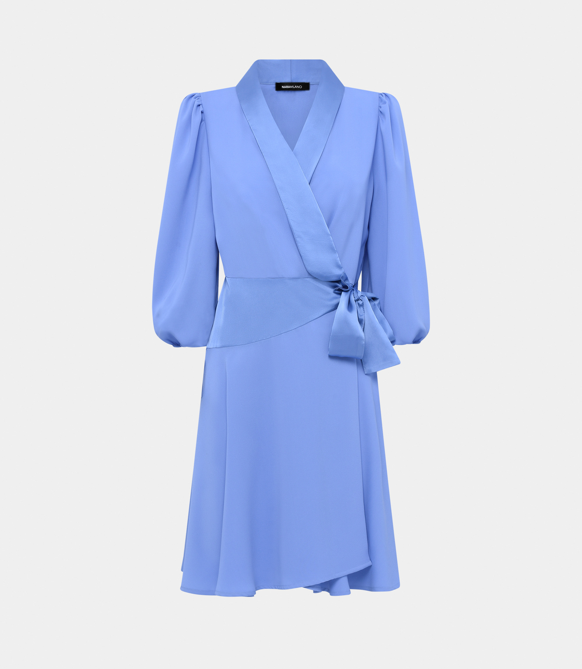 Dress with sash and side fastening - AZURE - NaraMilano