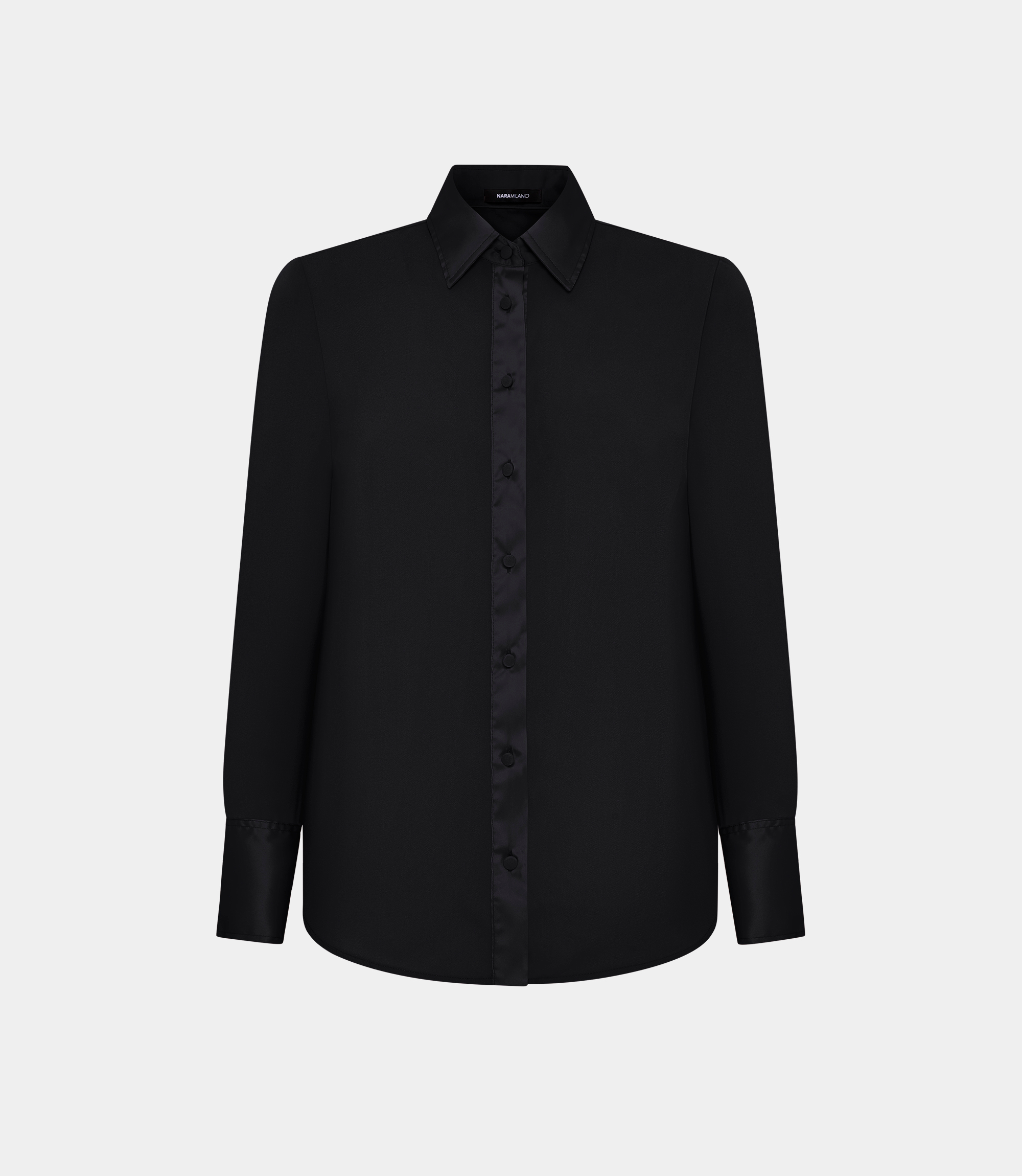 Bi-material shirt - BLACK - NaraMilano