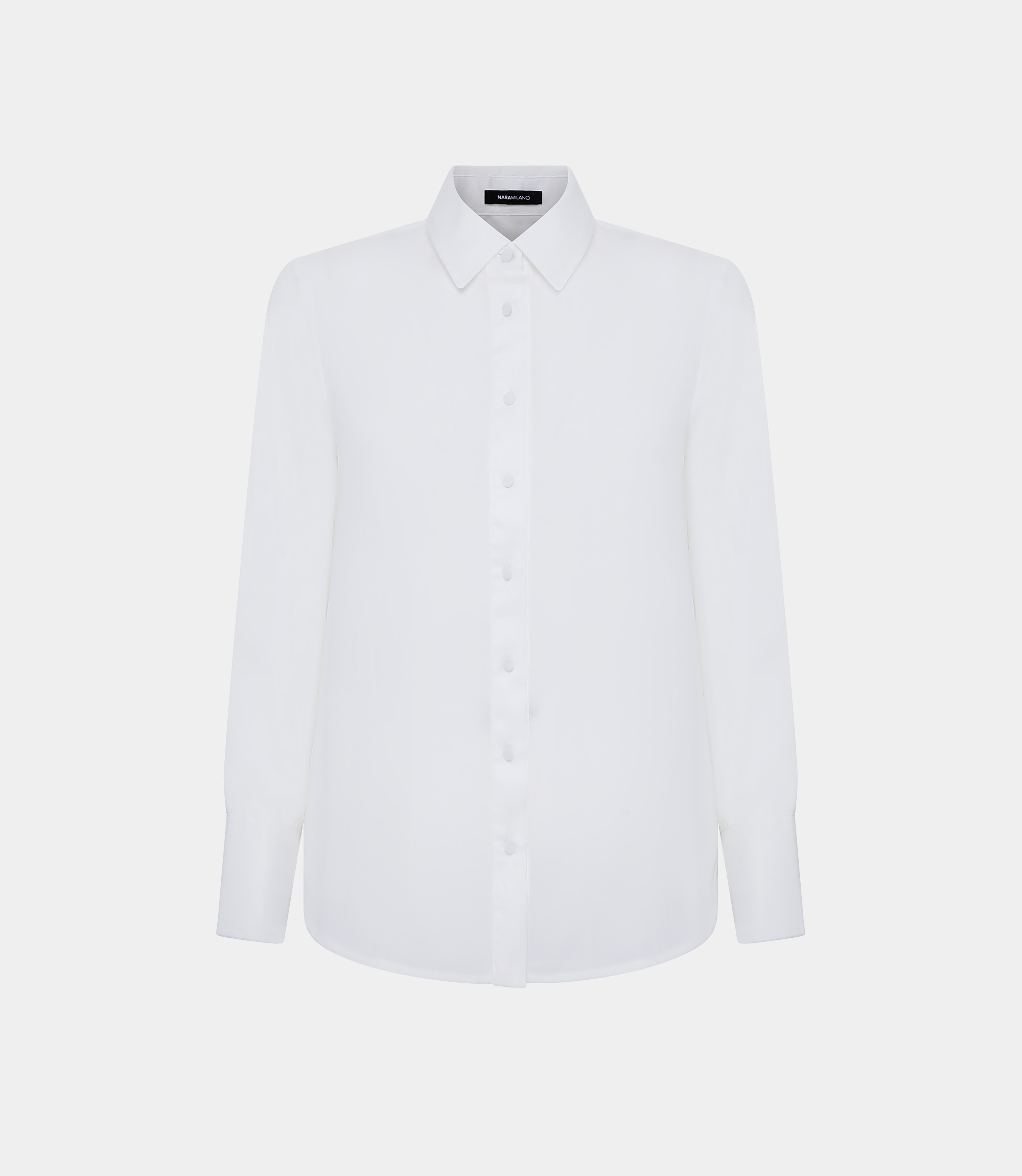 Bi-material cadi shirt with details - WHITE - NaraMilano