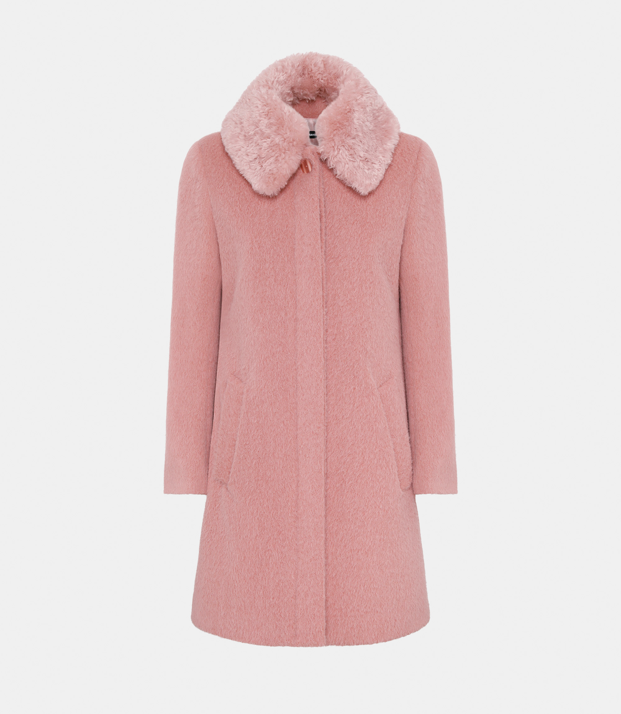Coat with faux fur collar - PINK - NaraMilano
