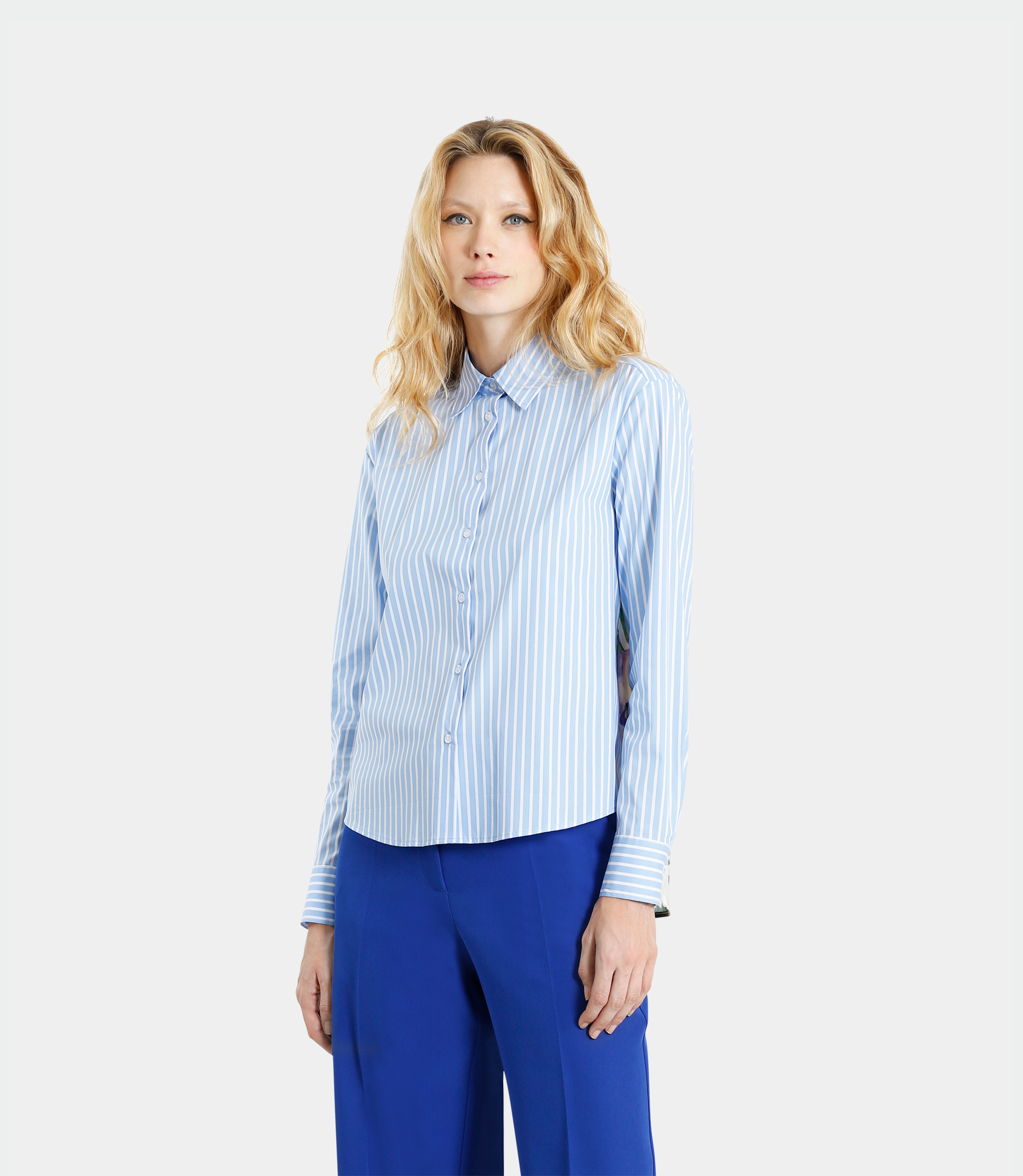 Bi-material shirt with printed details - Printed - NaraMilano