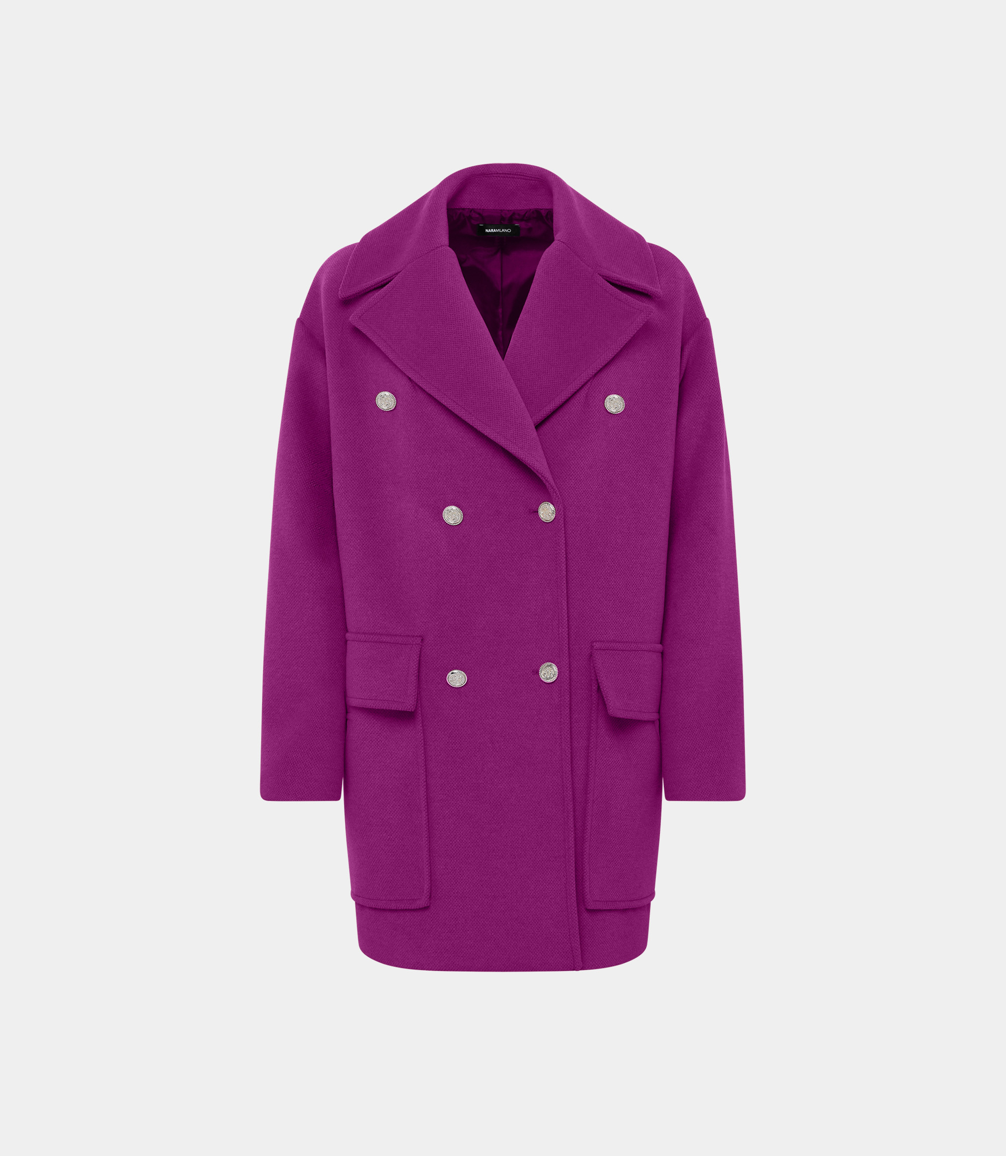 Three-quarter length double-breasted coat - PINK - NaraMilano