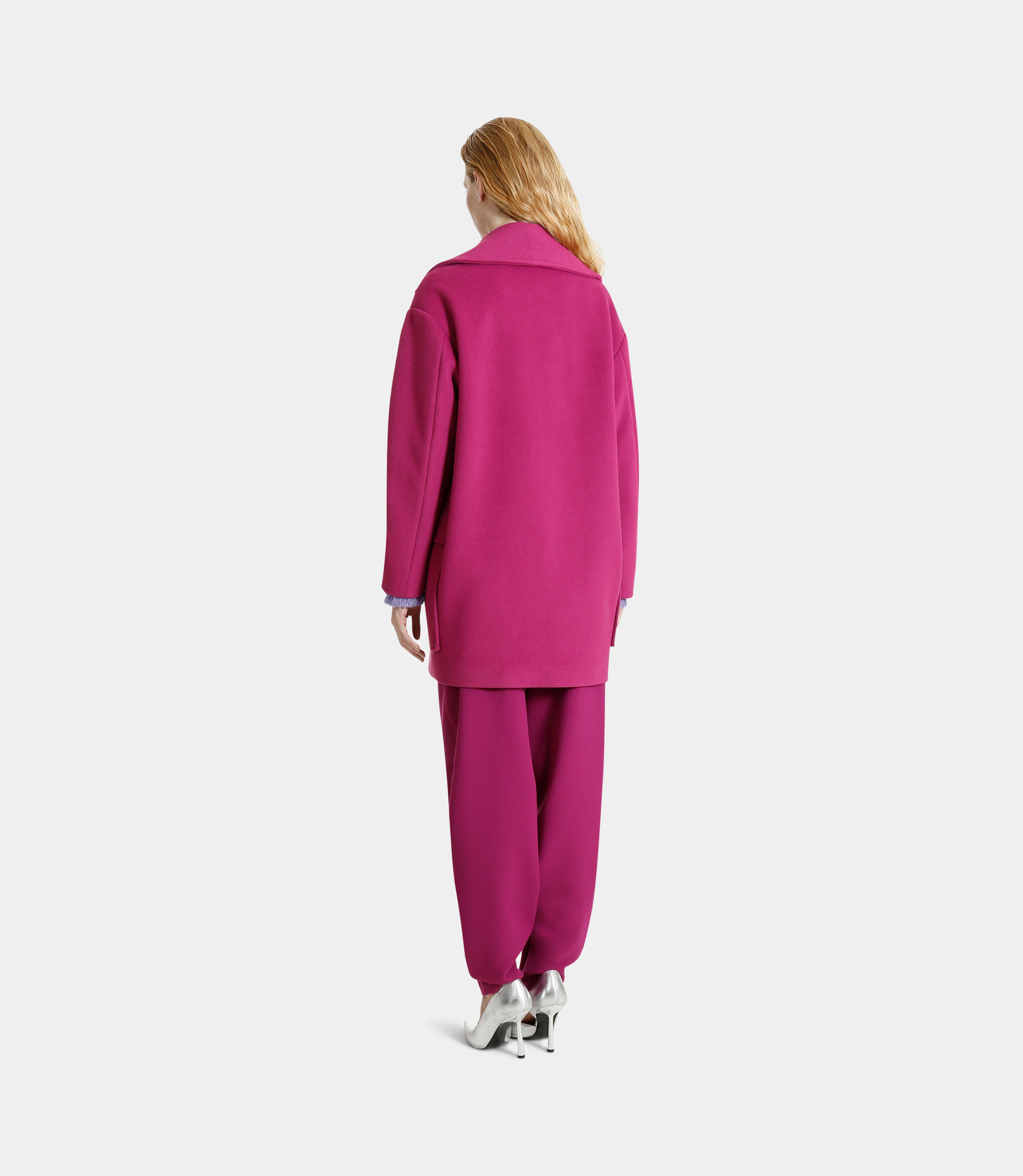 Three-quarter length double-breasted coat - PINK - NaraMilano