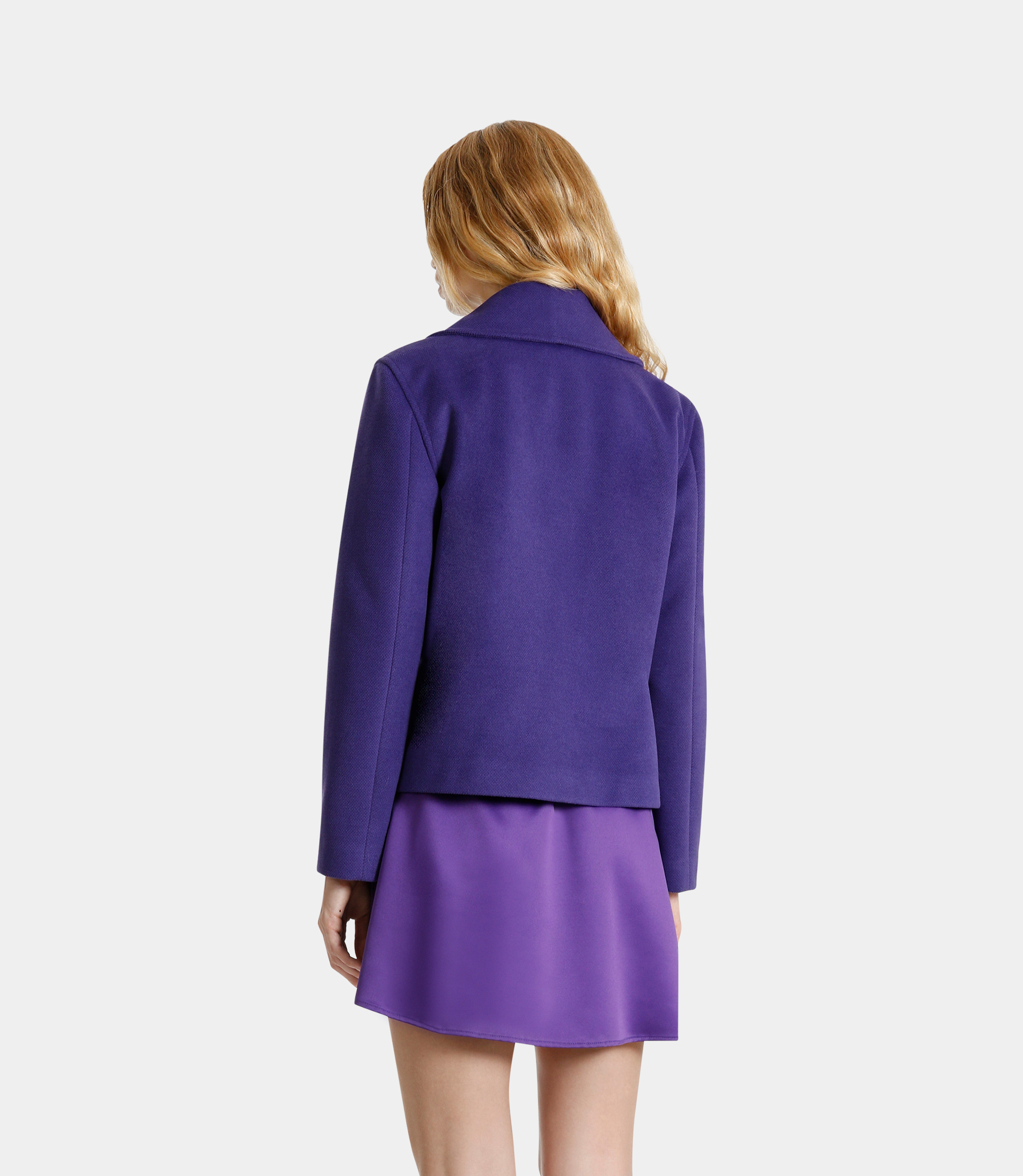 Squared-off coat at bust height - Violet - NaraMilano