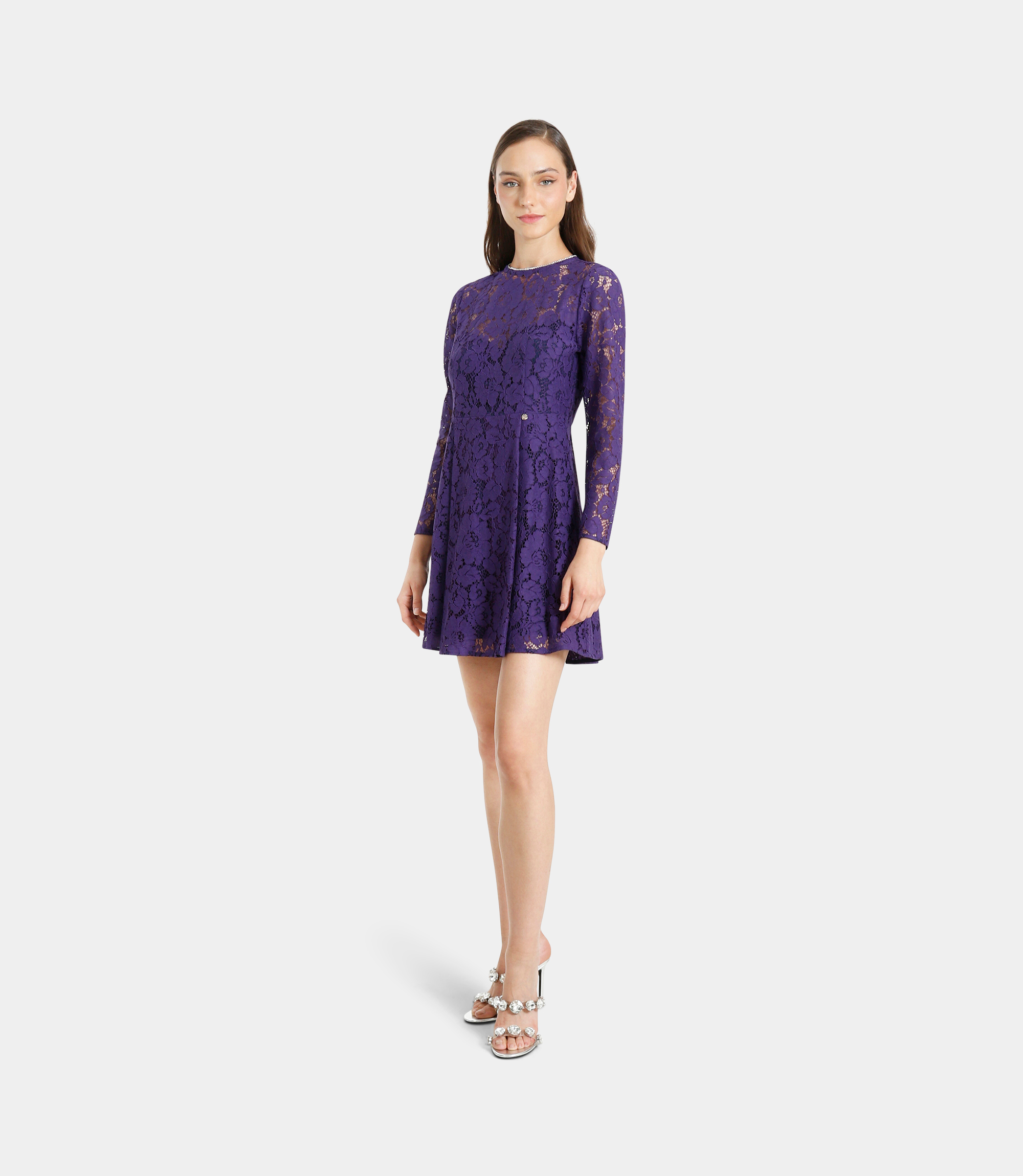 Lace flared dress - Violet - NaraMilano