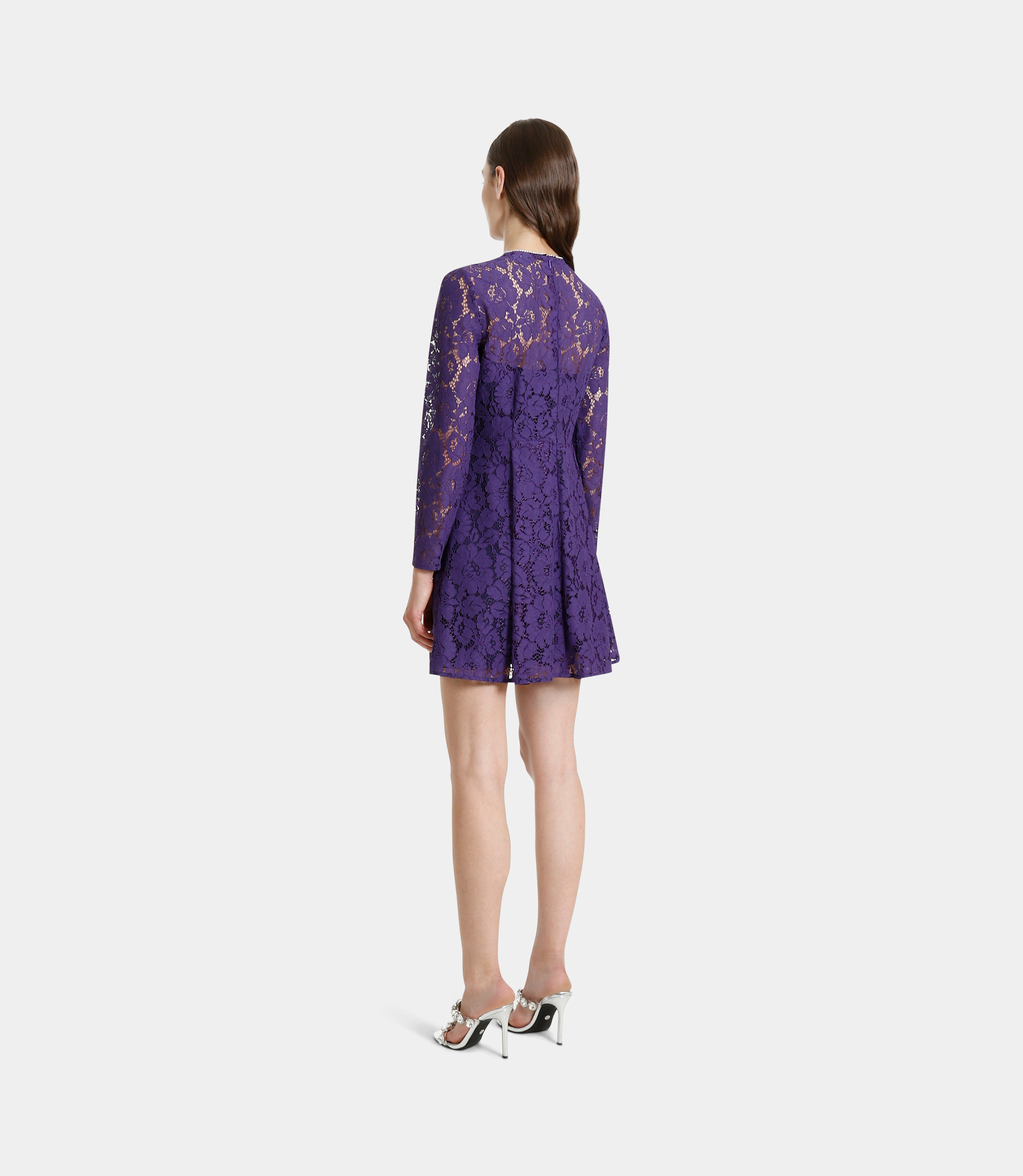 Flared lace dress with highlights - Violet - NaraMilano