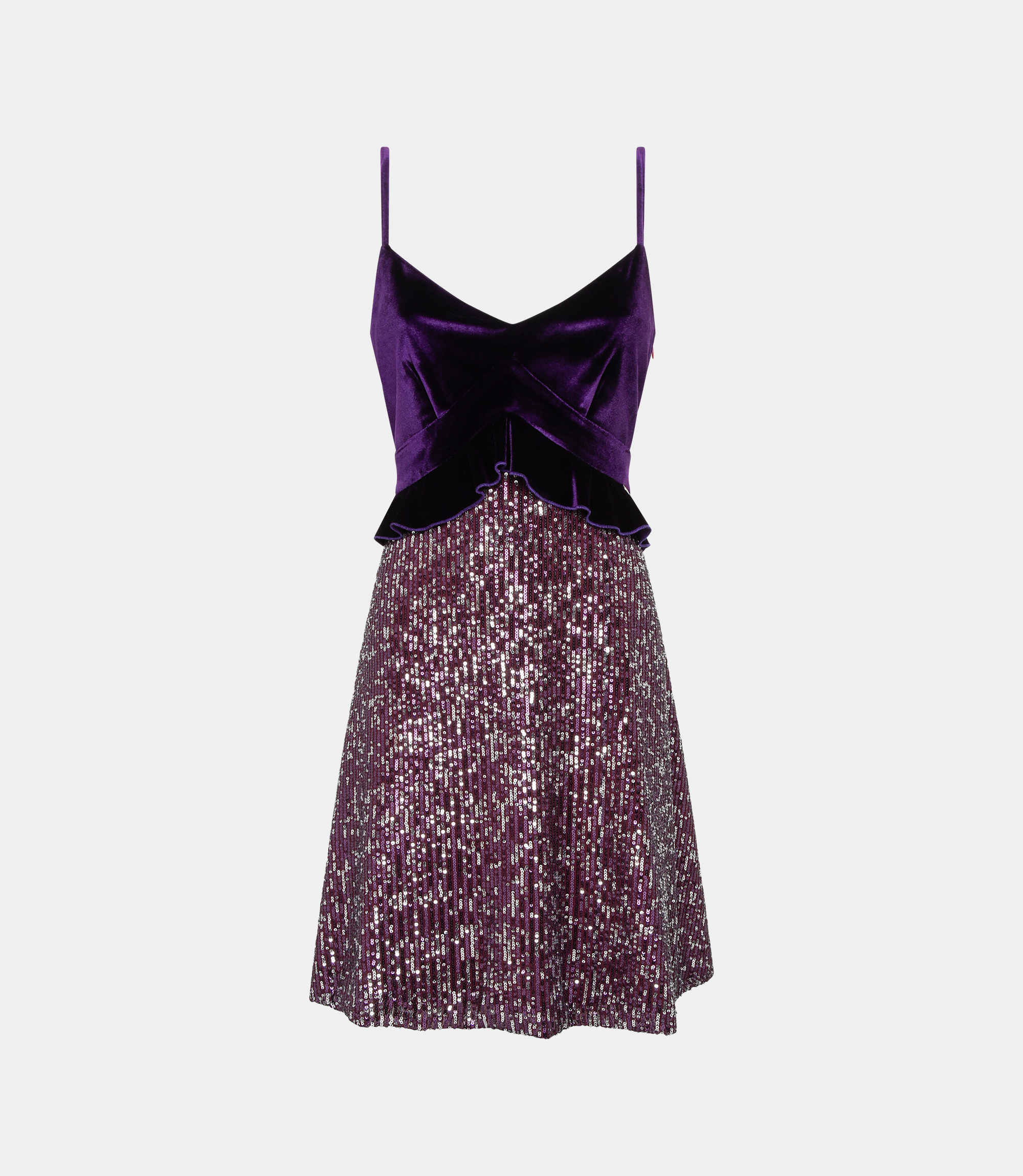 Bi-material dress - Violet - NaraMilano