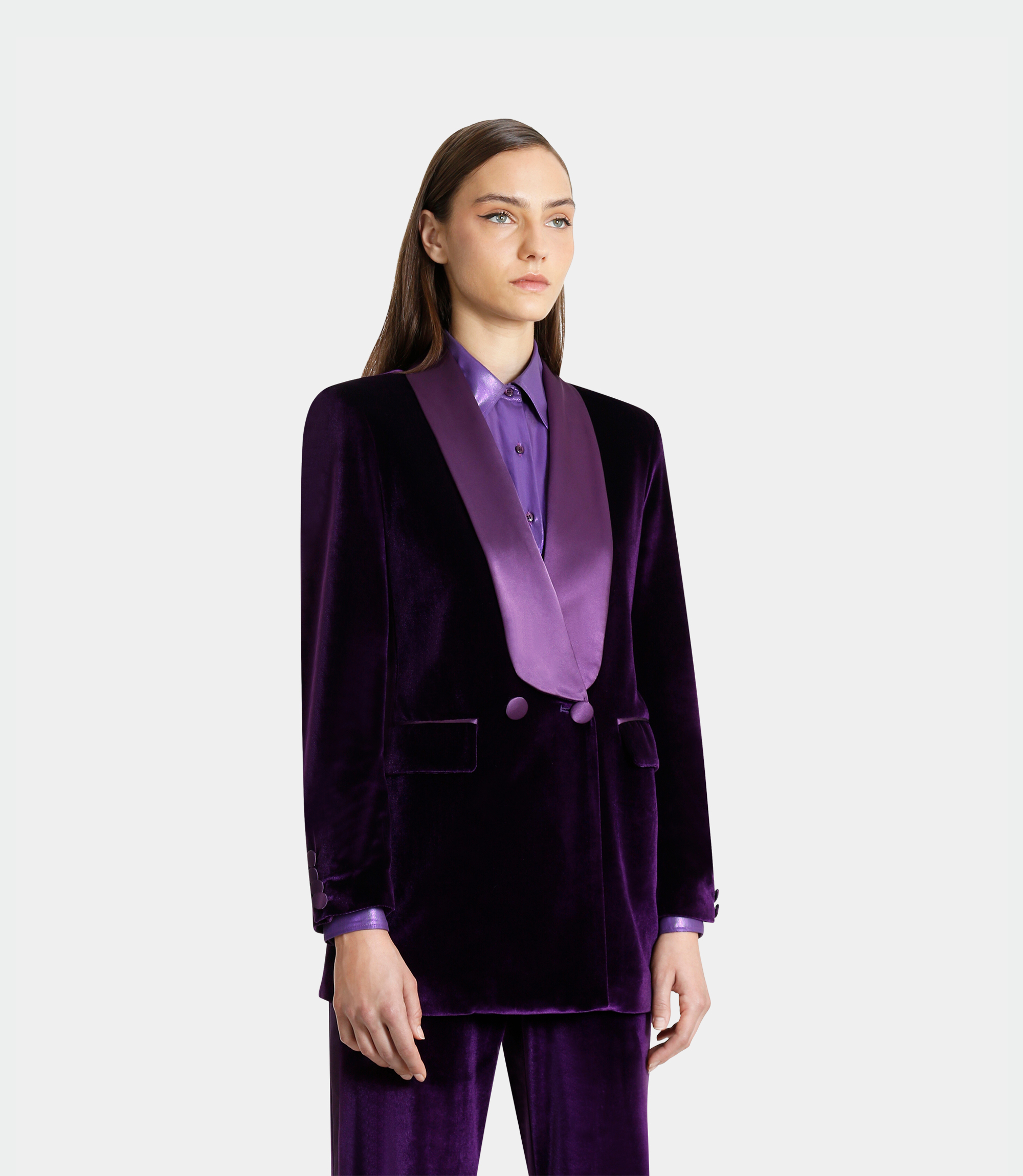 Oversized tuxedo jacket - Violet - NaraMilano