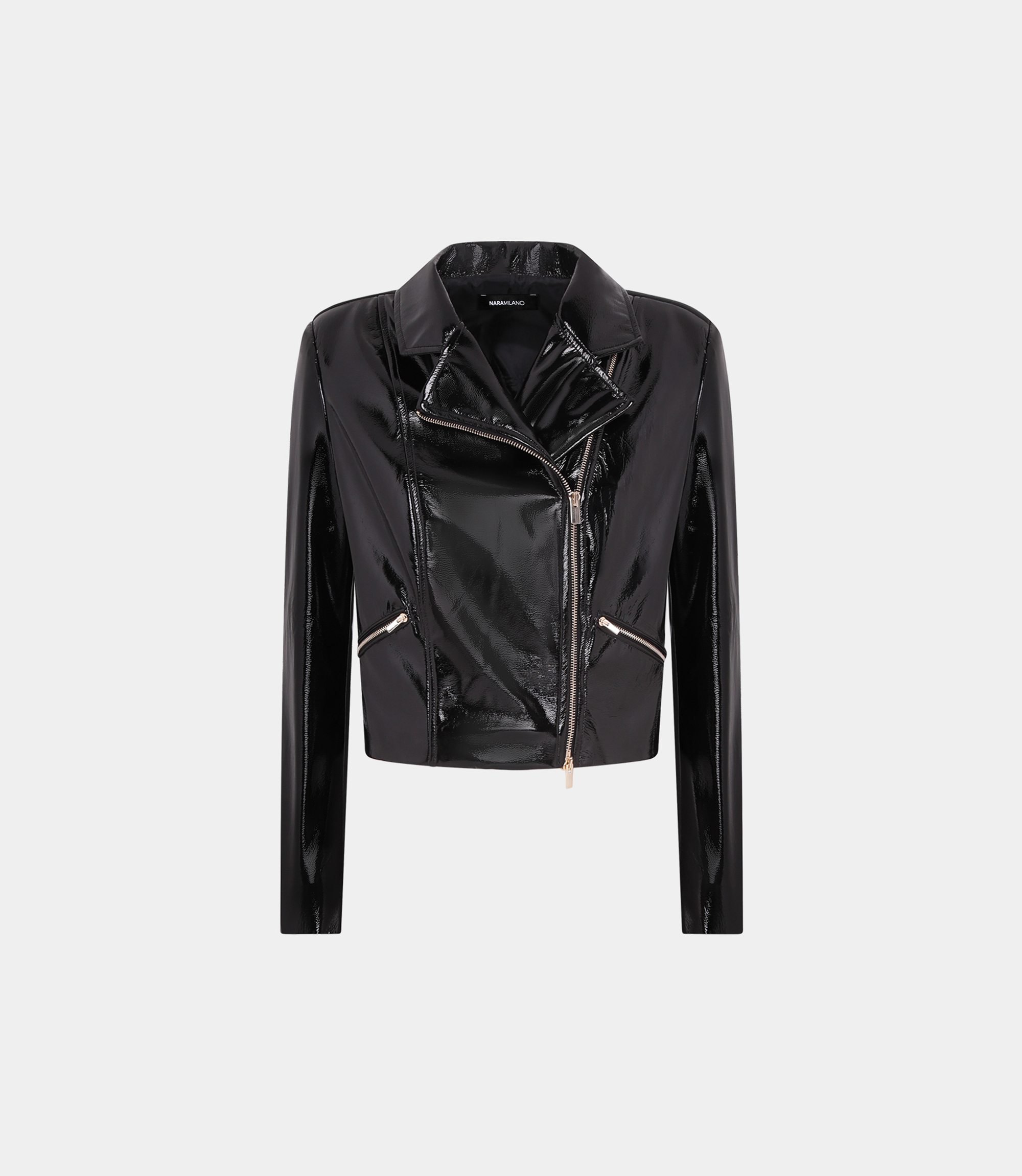 Vinyl biker jacket - BLACK - NaraMilano