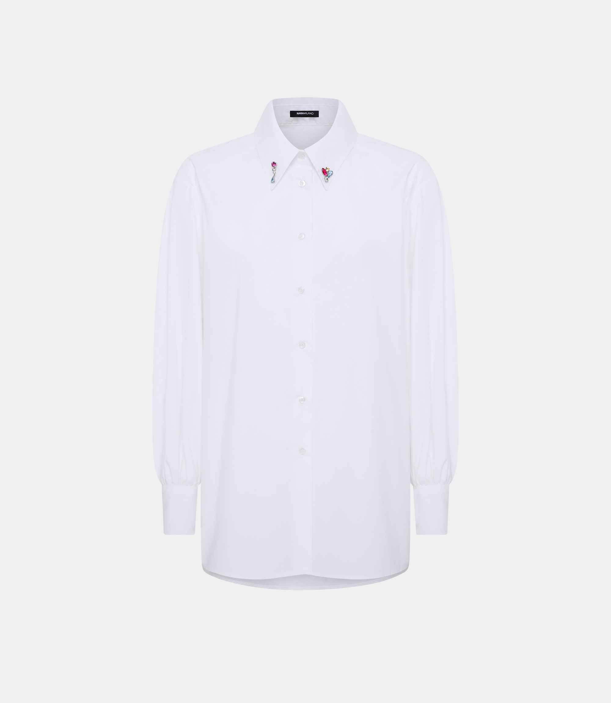 Shirt With Jewel - WHITE - NaraMilano
