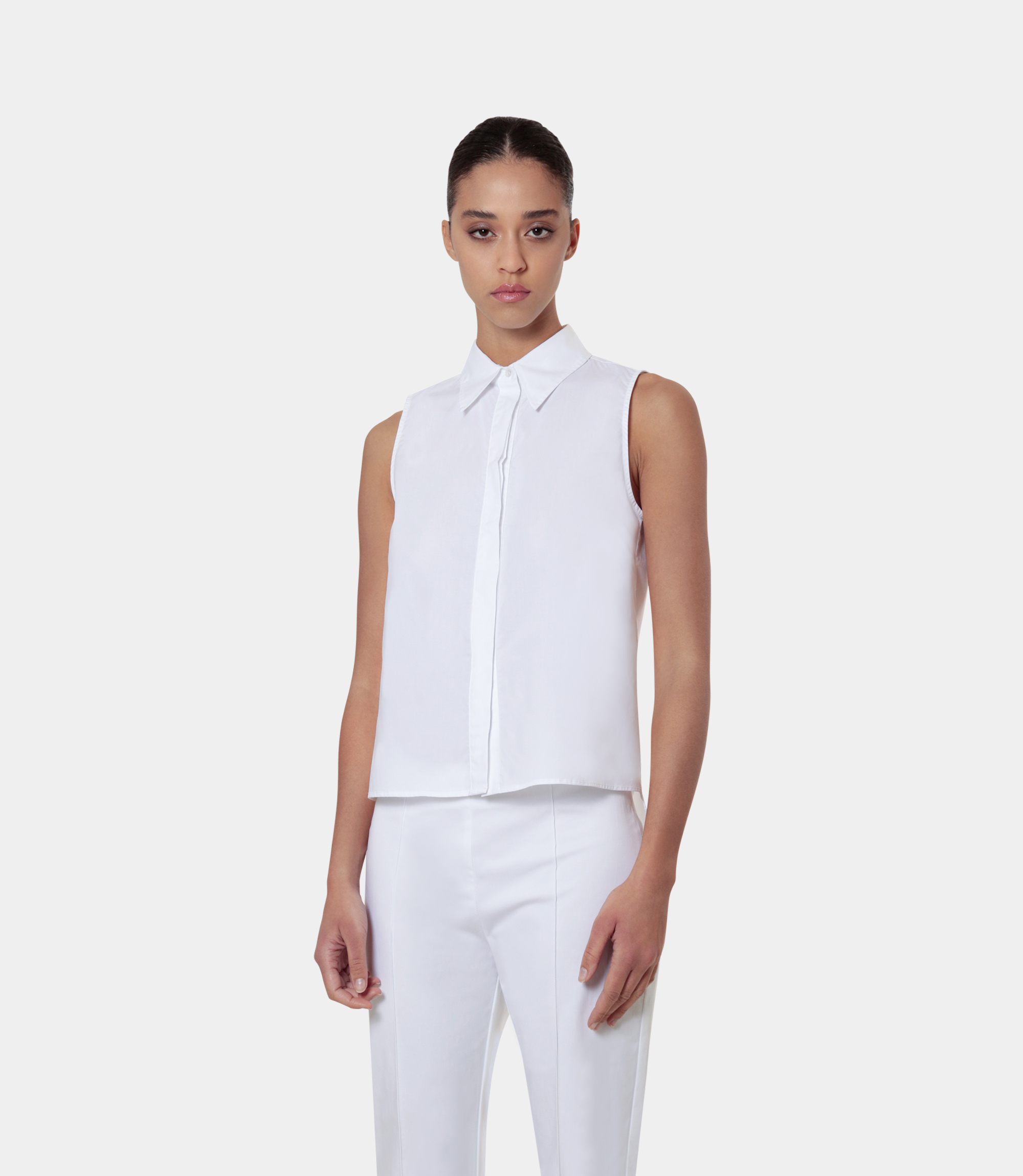 Sleeveless Shirt - WHITE - NaraMilano