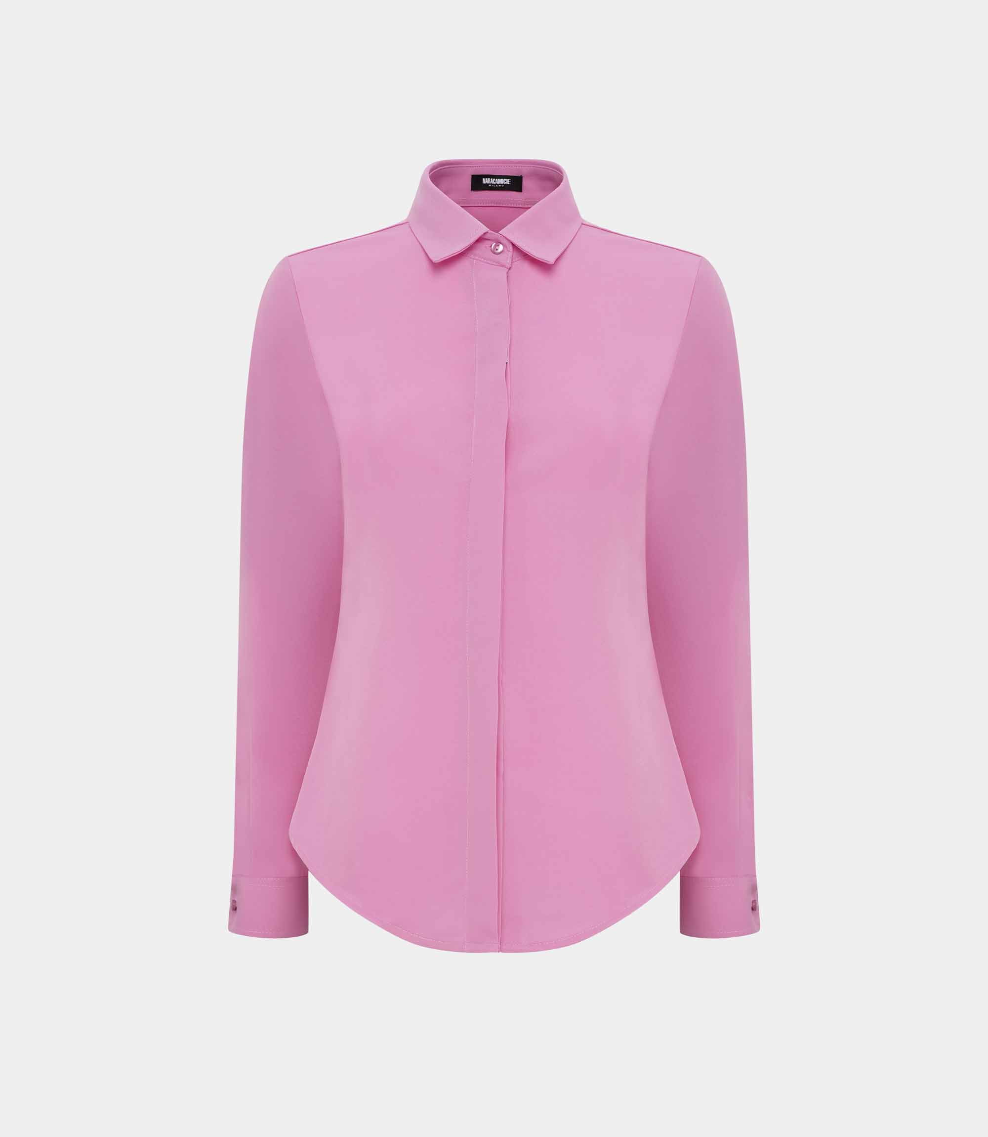 Women's shirt with concealed button placket - PINK - NaraMilano