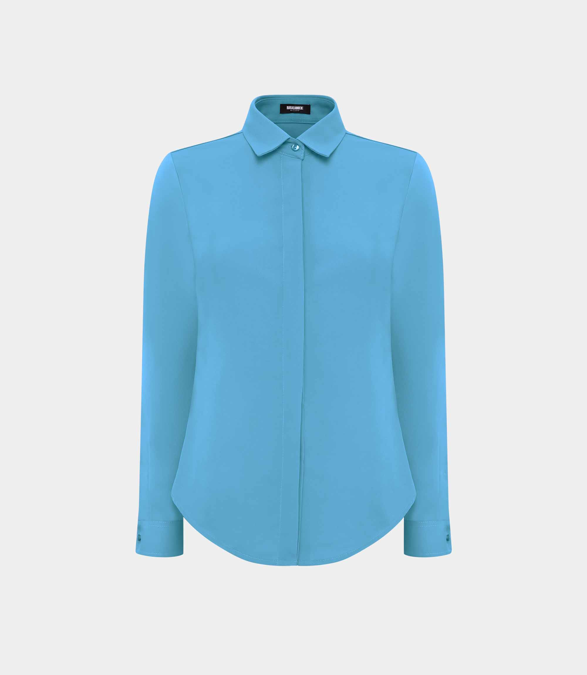Women's shirt with concealed button placket - GREEN - NaraMilano
