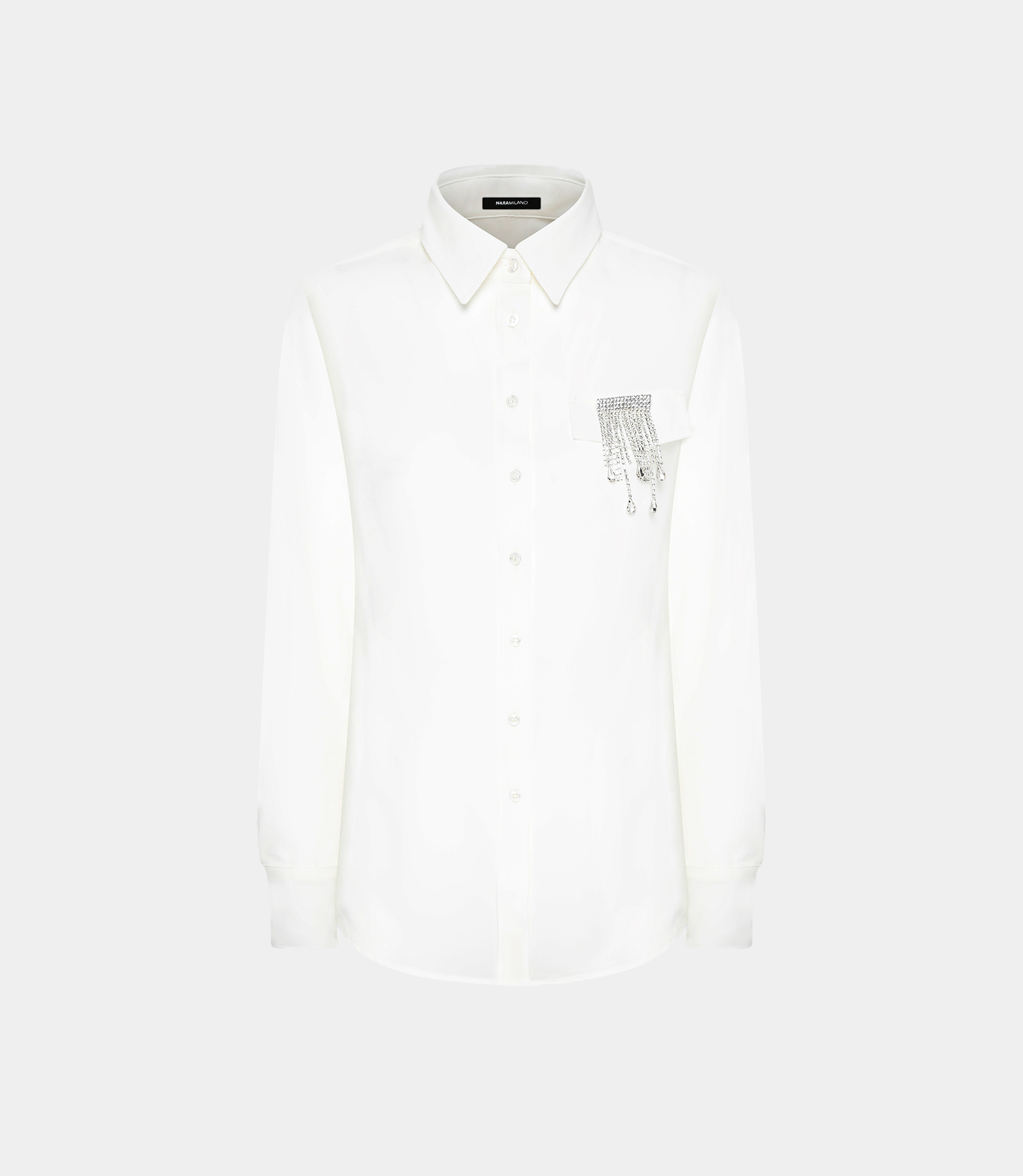 Brooch blouse - WHITE - NaraMilano