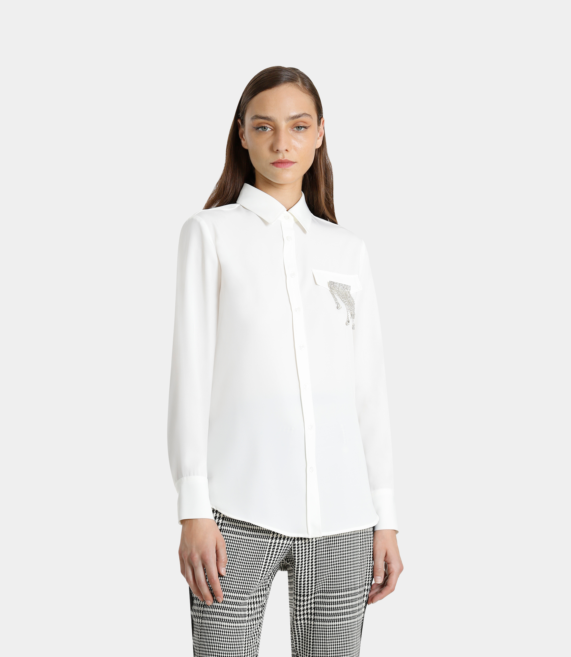 Brooch blouse - WHITE - NaraMilano