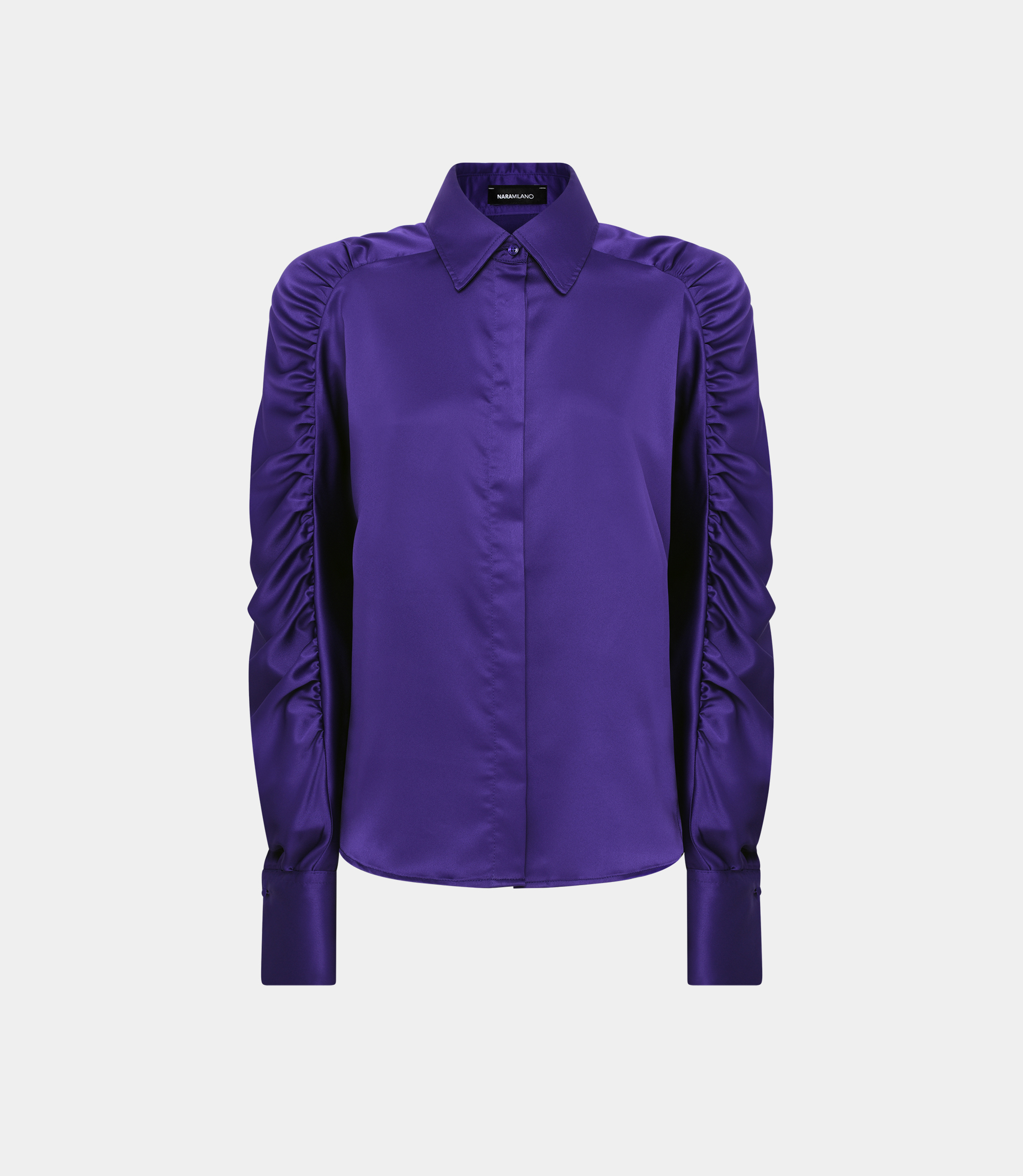 Oversize shirt with ruffled sleeve - Violet - NaraMilano