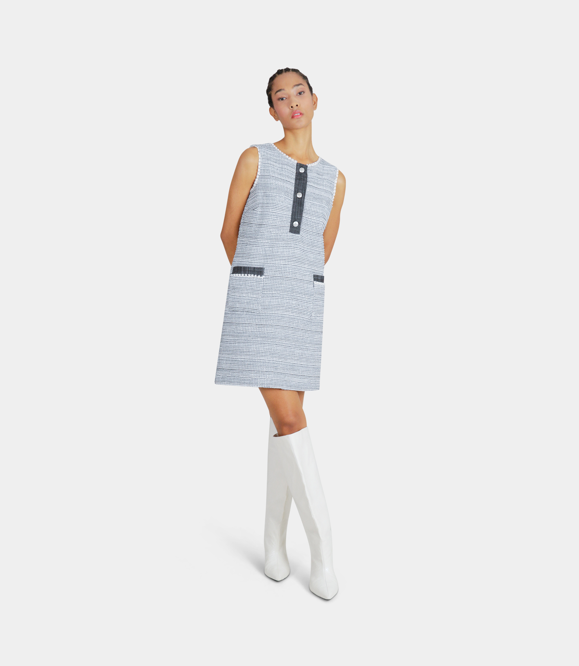 Sleeveless mini dress - WHITE - NaraMilano