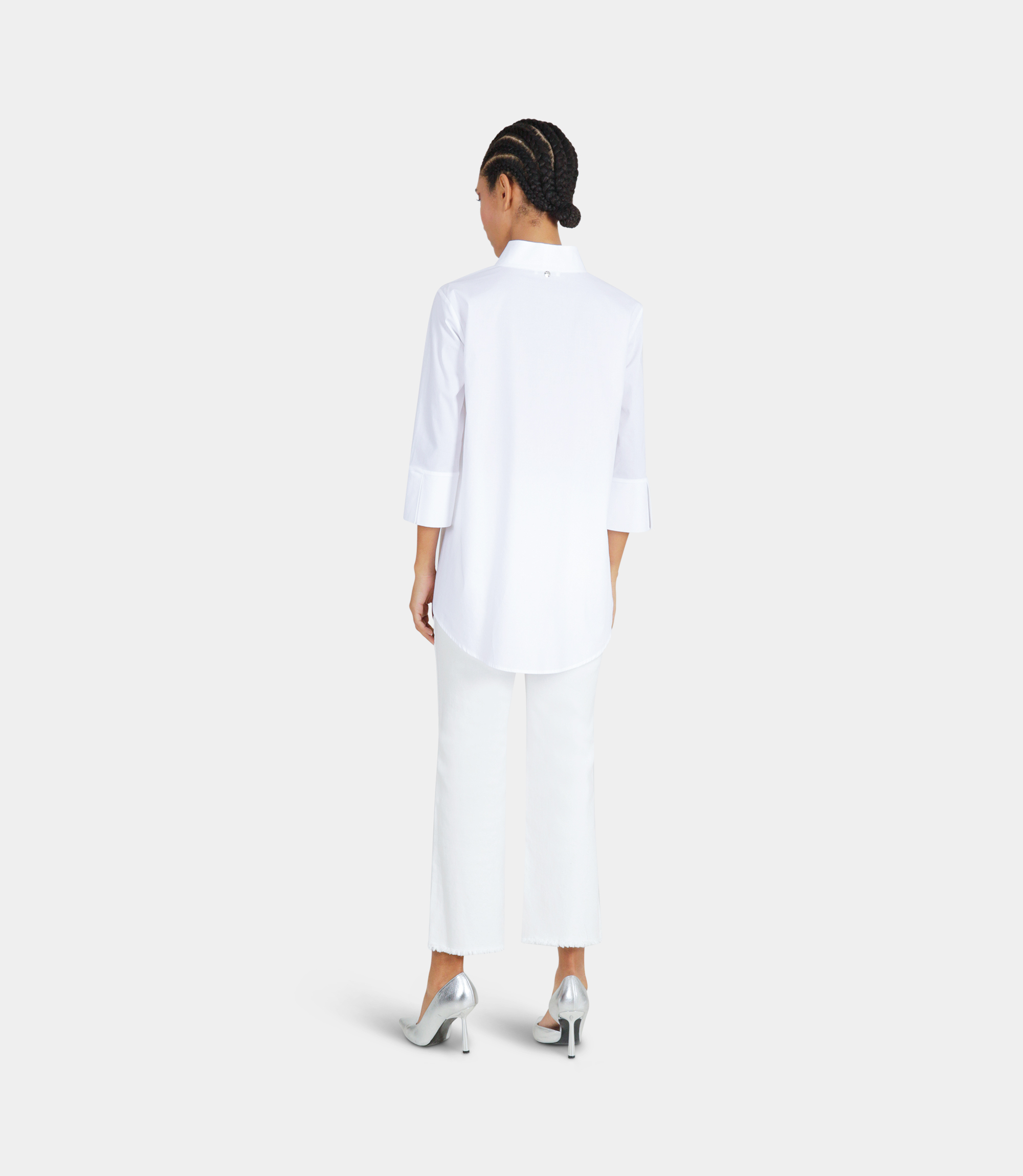 Printed blouse with balloon sleeves - WHITE - NaraMilano