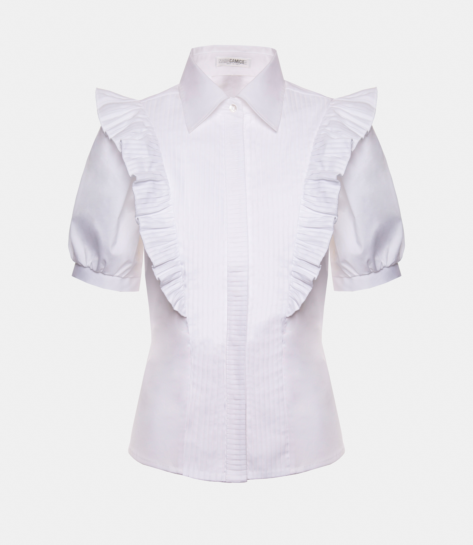 Shirt with micro pleats - White - Nara Milano