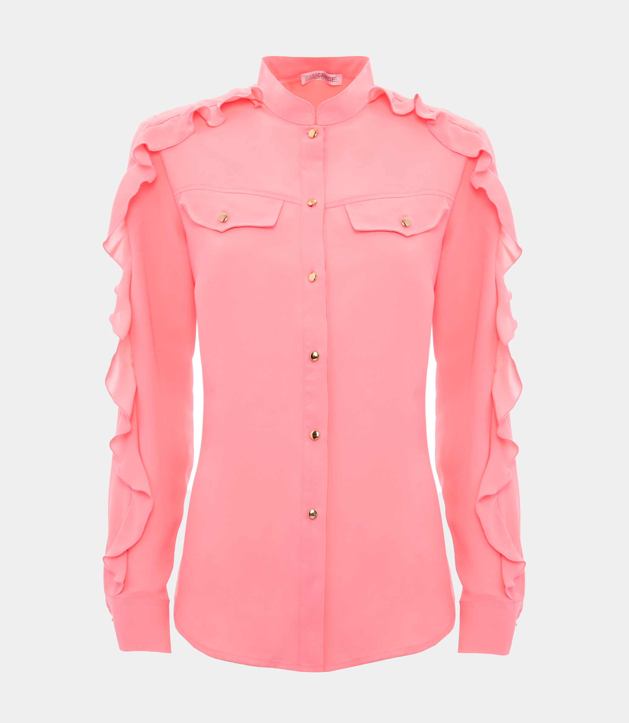 Shirt with volant on the sleeves - Pink - Nara Milano