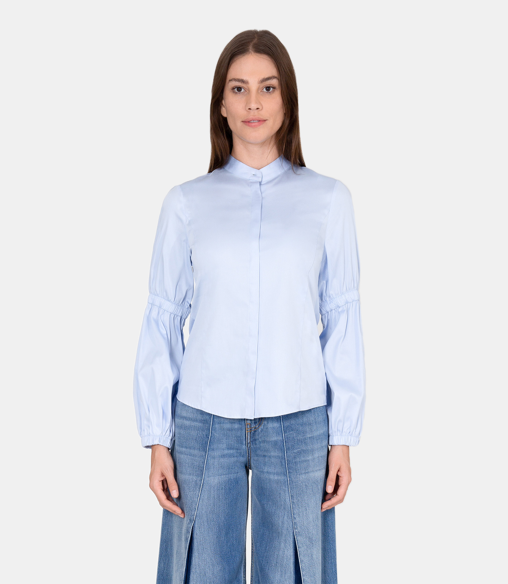 Korean collar shirt - Azure - Nara Milano