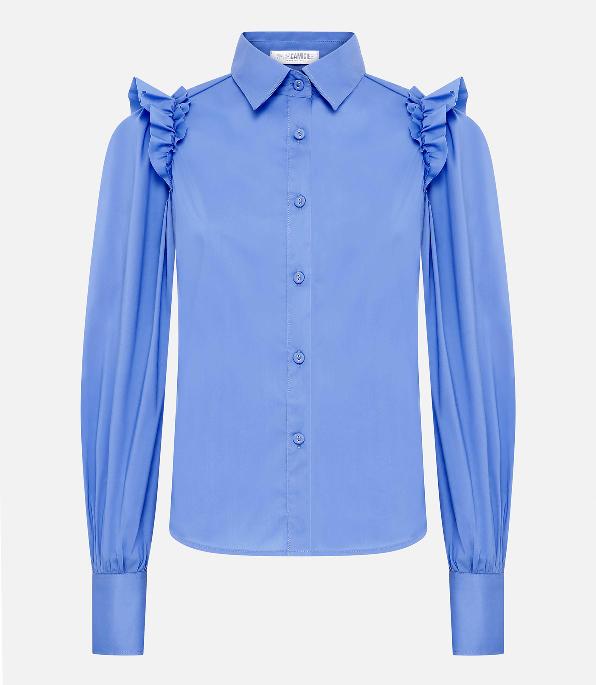 Shirt with wide sleeves - Blue - Nara Milano