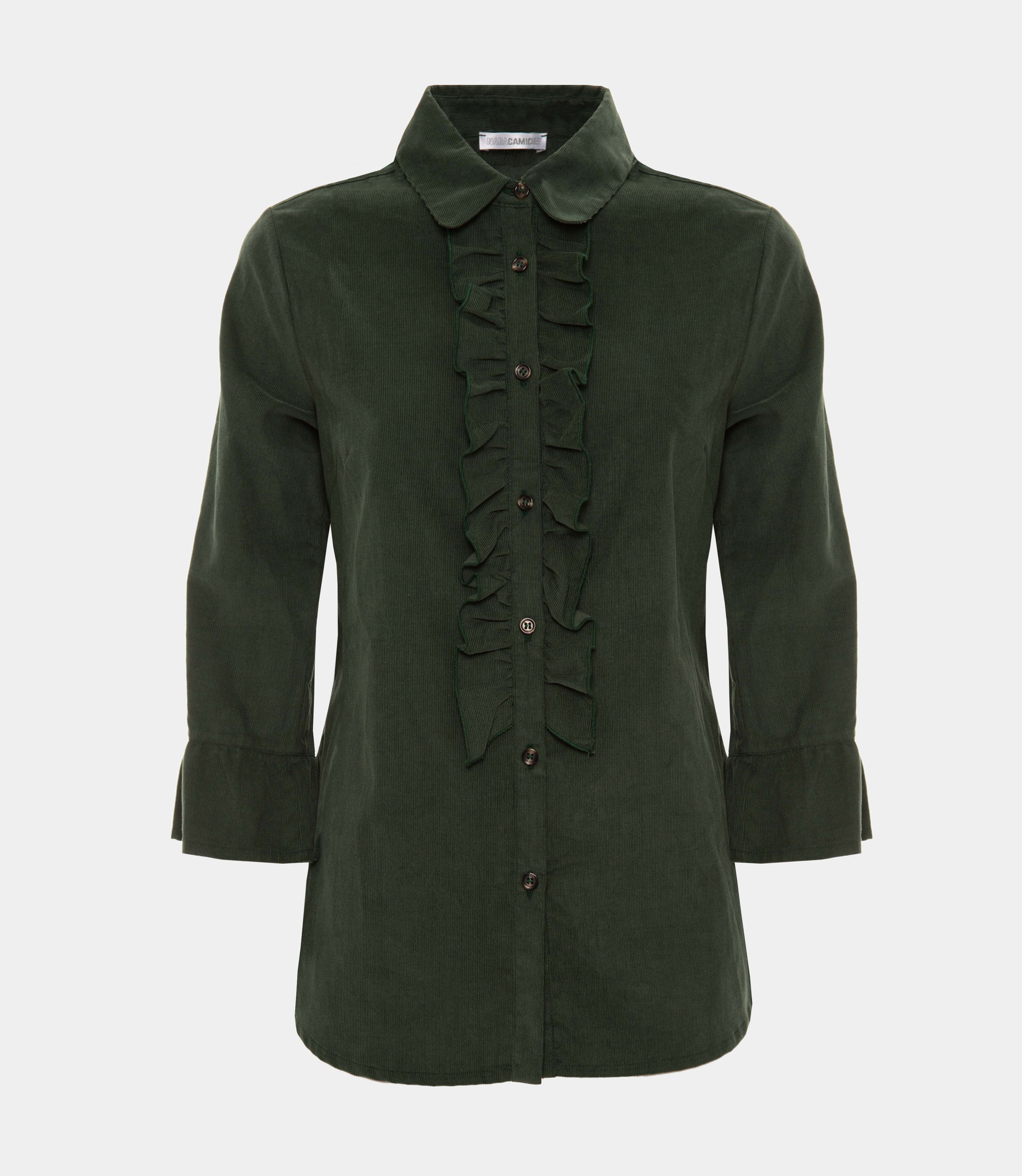 Camicia con rouche frontale - VERDE - NaraMilano