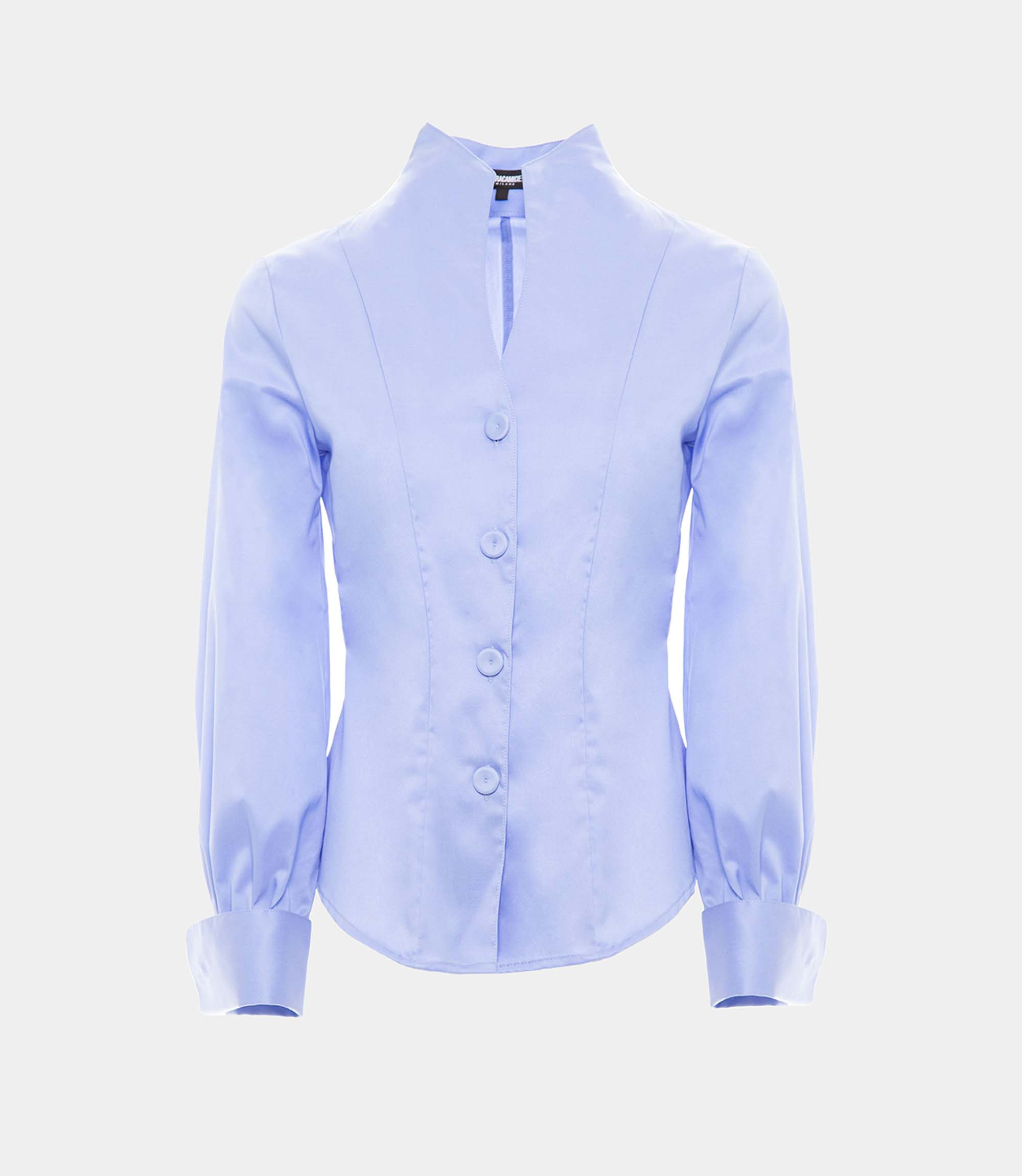 Shirt with raised collar - Blue - Nara Milano