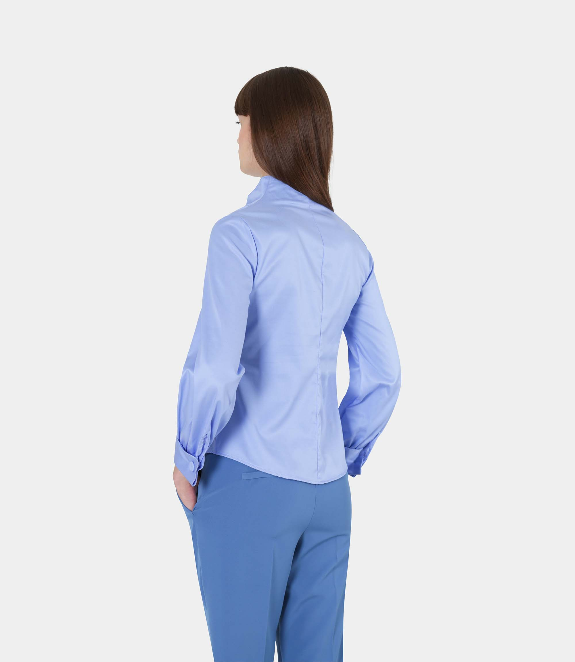 Shirt with raised collar - Blue - NaraMilano