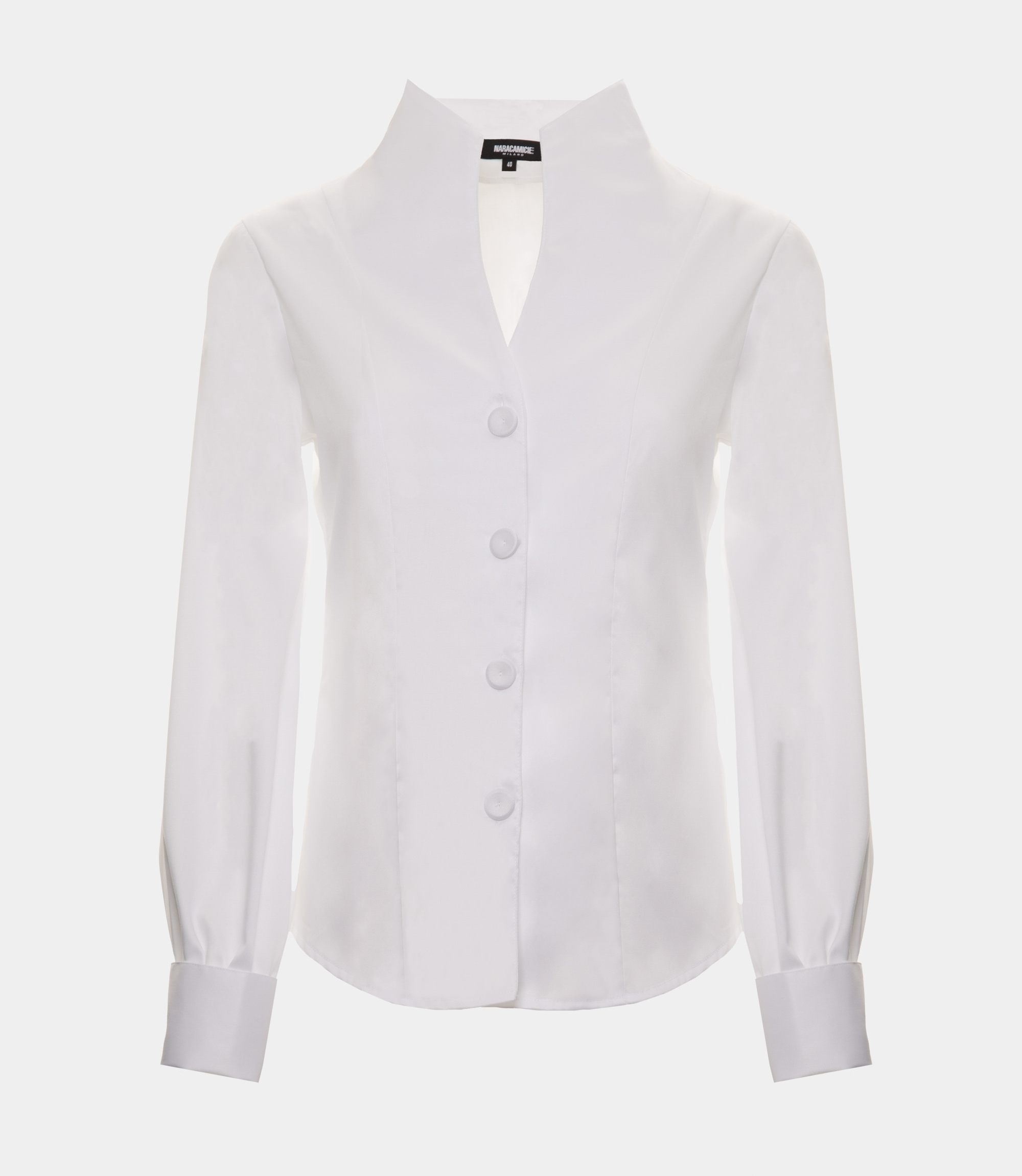 Shirt with raised collar - White - NaraMilano