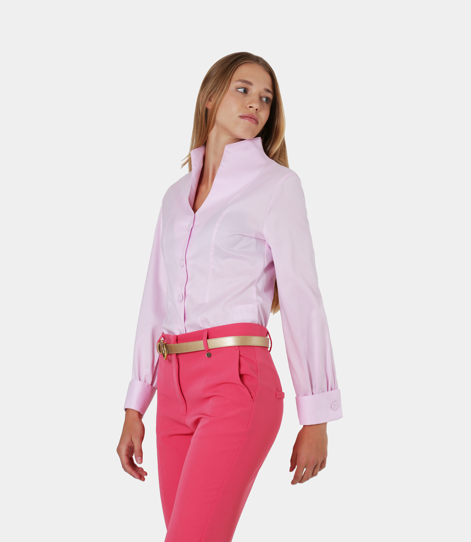 Shirt with raised collar - Pink - Nara Milano