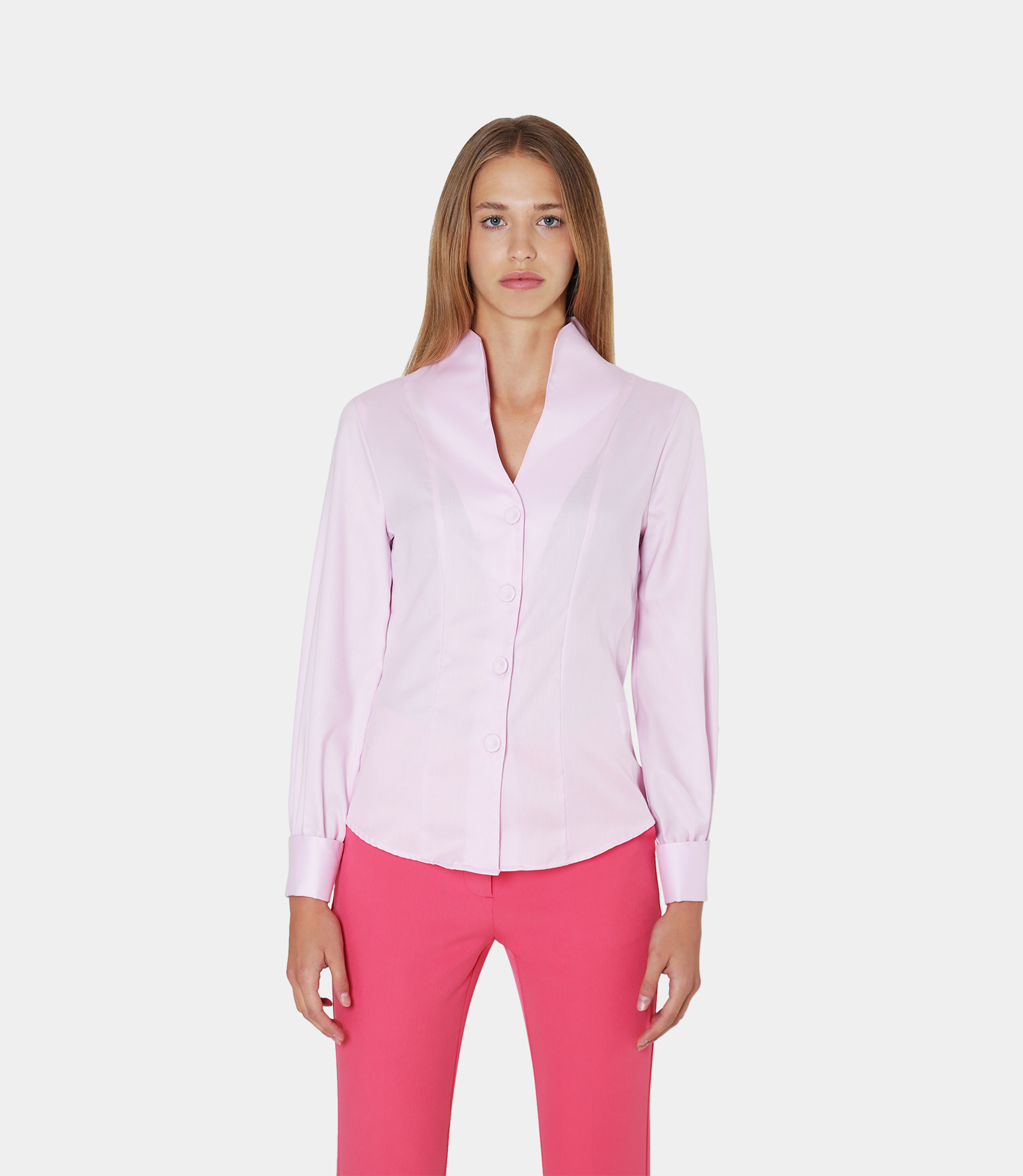 Shirt with raised collar - Pink - Nara Milano