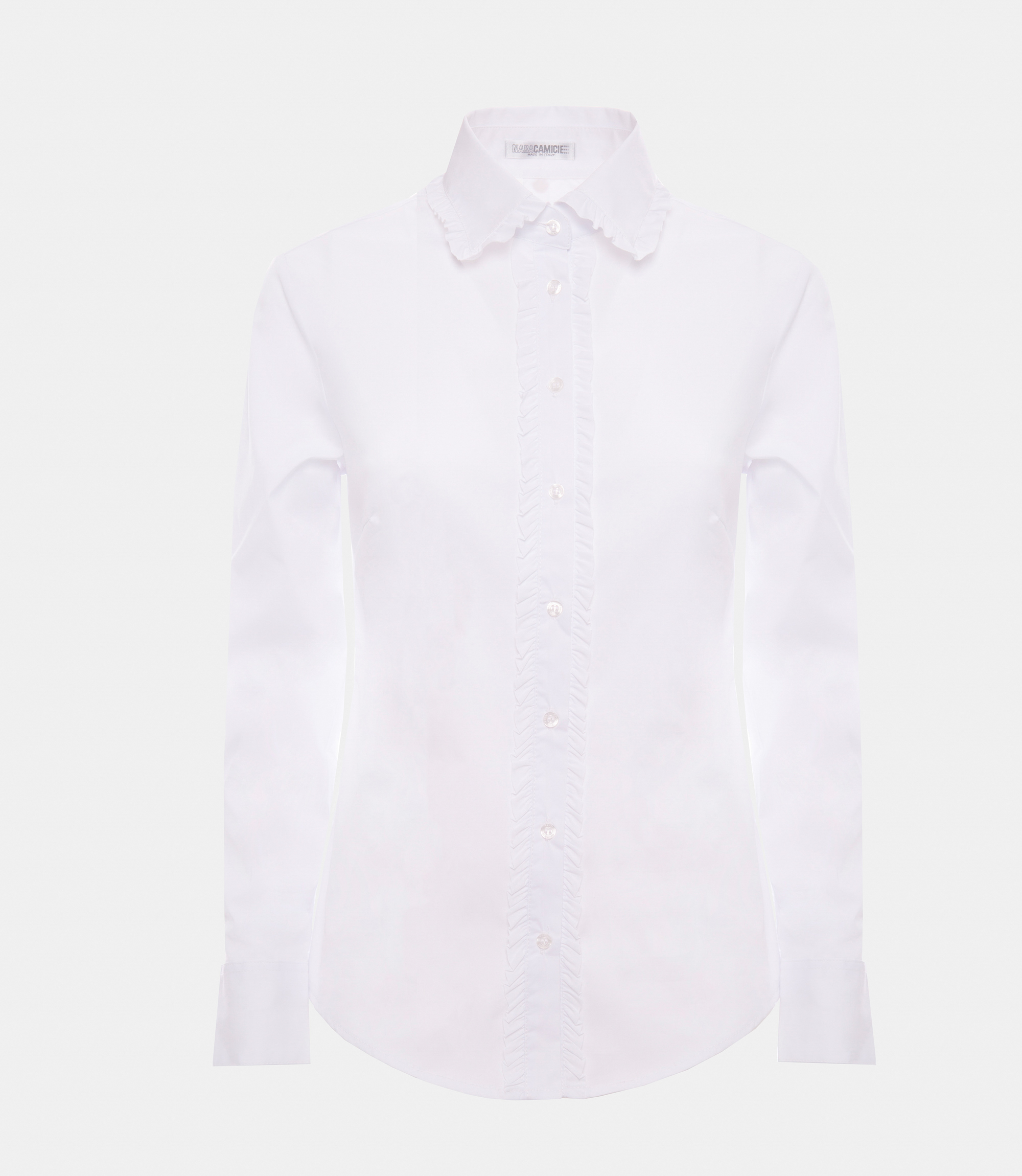 Shirt with mini rouches - White - Nara Milano