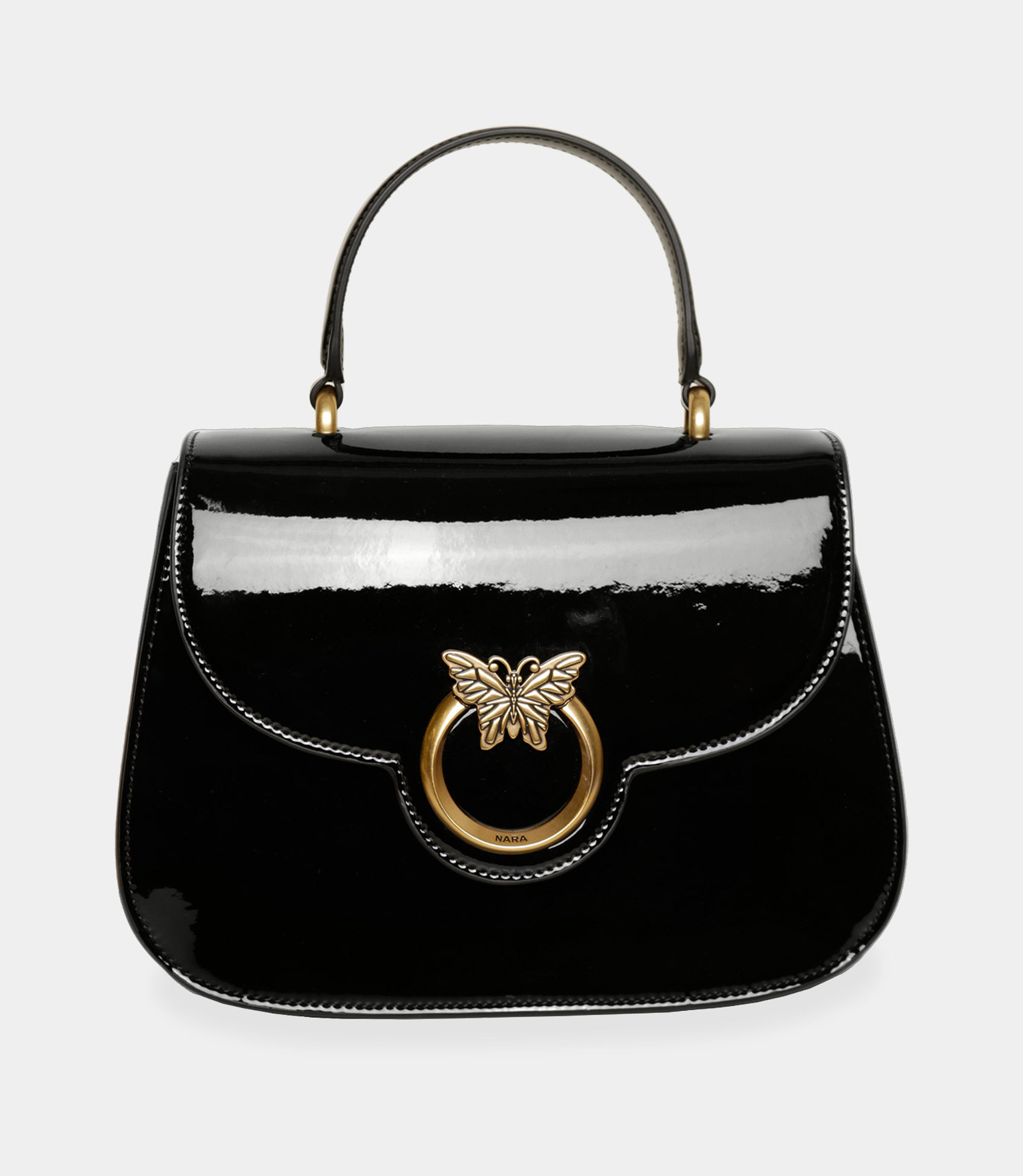 Black handbag made of patent leather - Black - NaraMilano