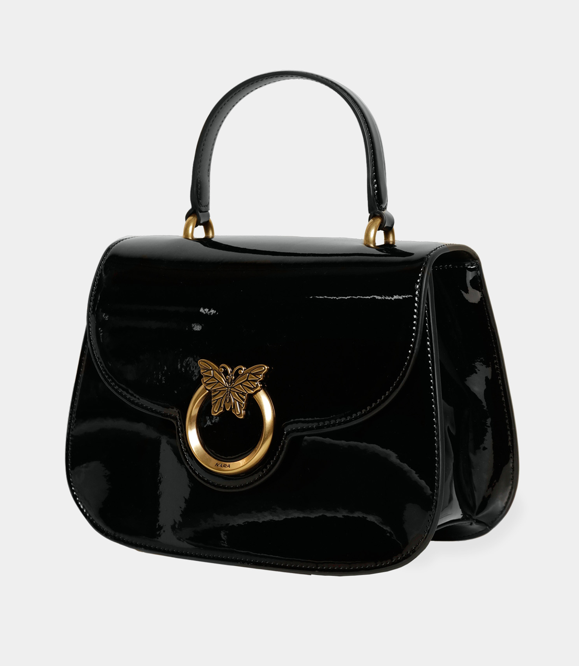 Black handbag made of patent leather - Black - NaraMilano