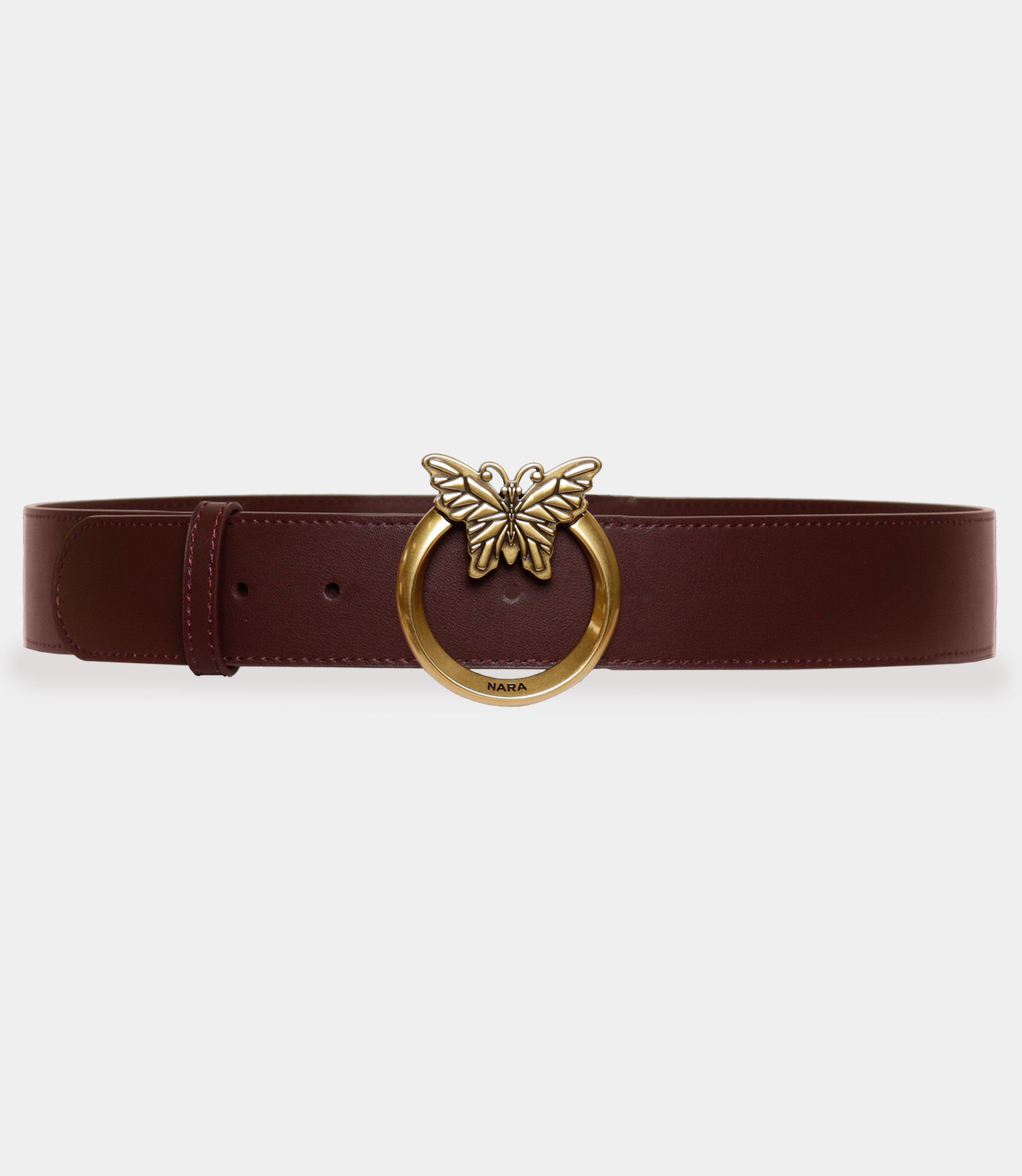 Leather belt with Nara logo - Brown - NaraMilano