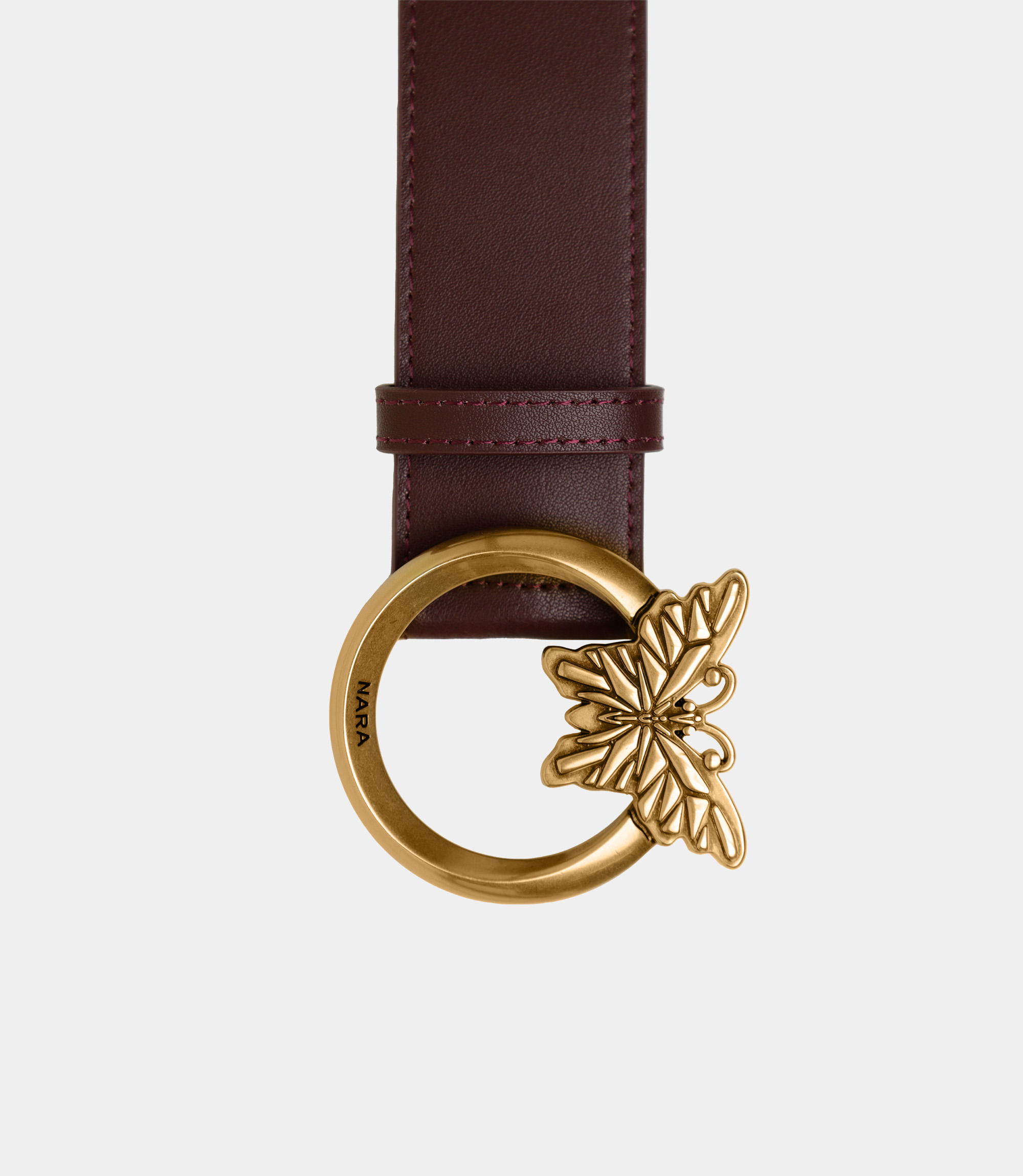 Leather belt with Nara logo - Brown - NaraMilano