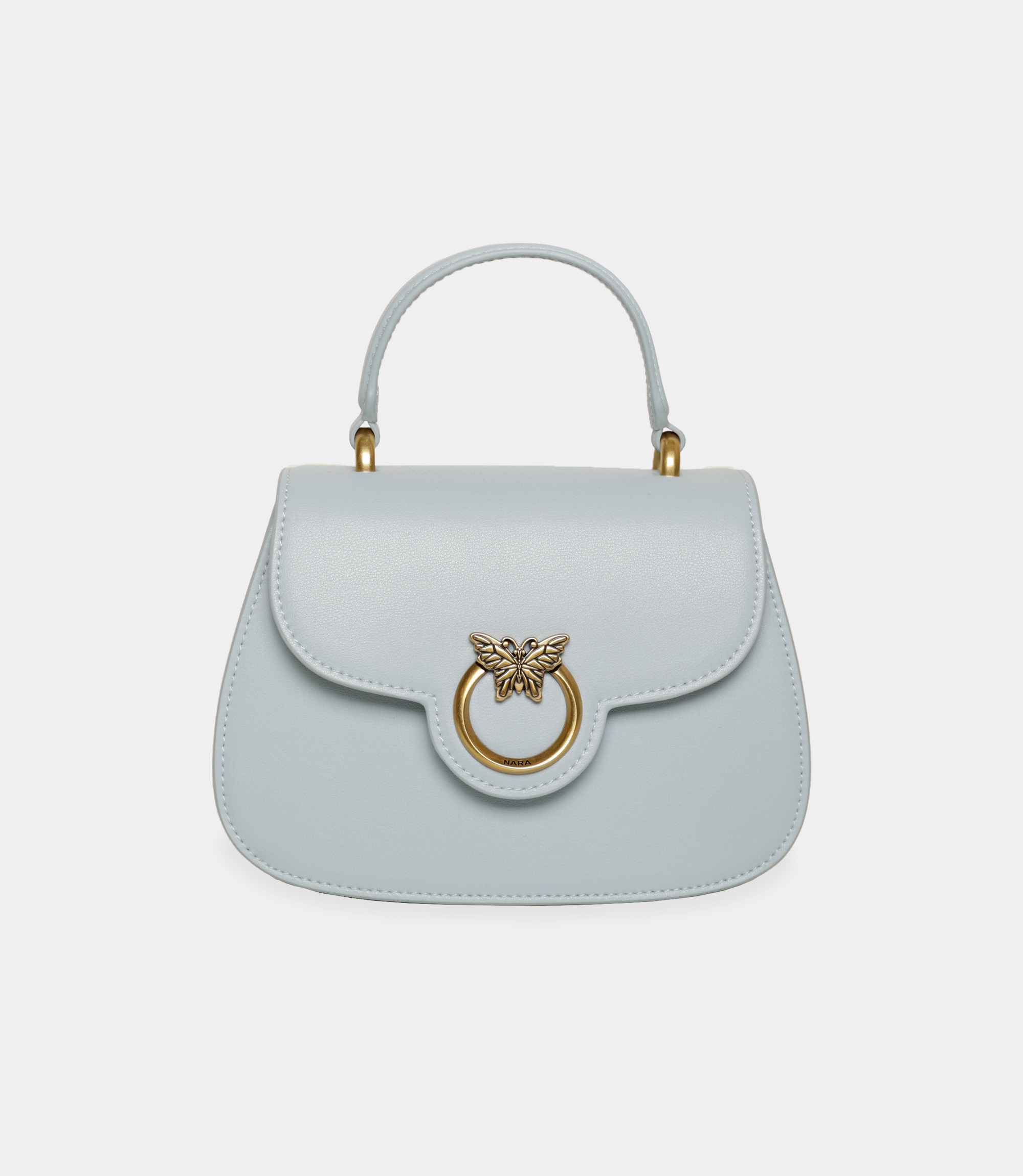 Light blue mini handbag made of leather. - Azure - NaraMilano