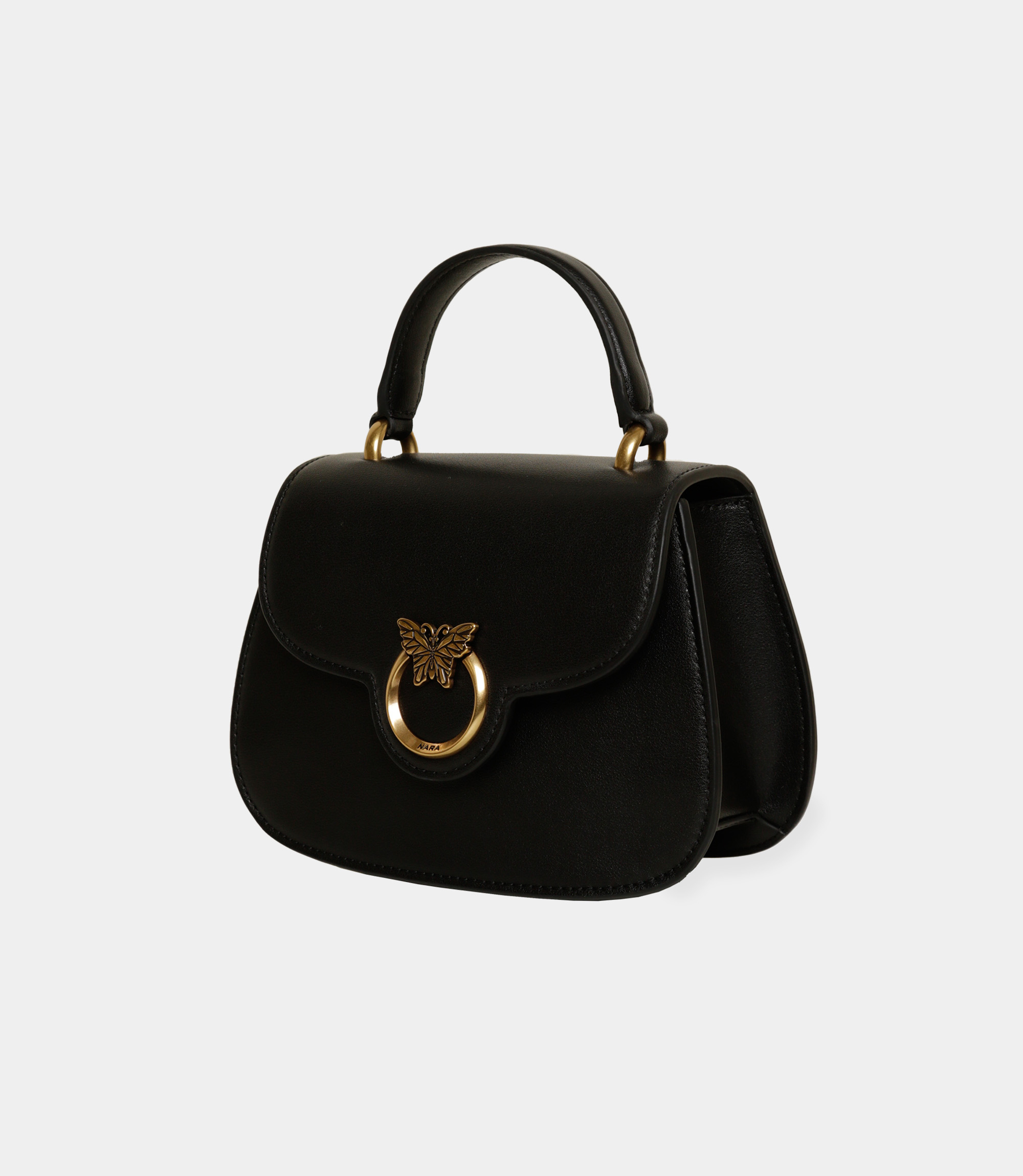 Black mini handbag made of leather. - Black - NaraMilano