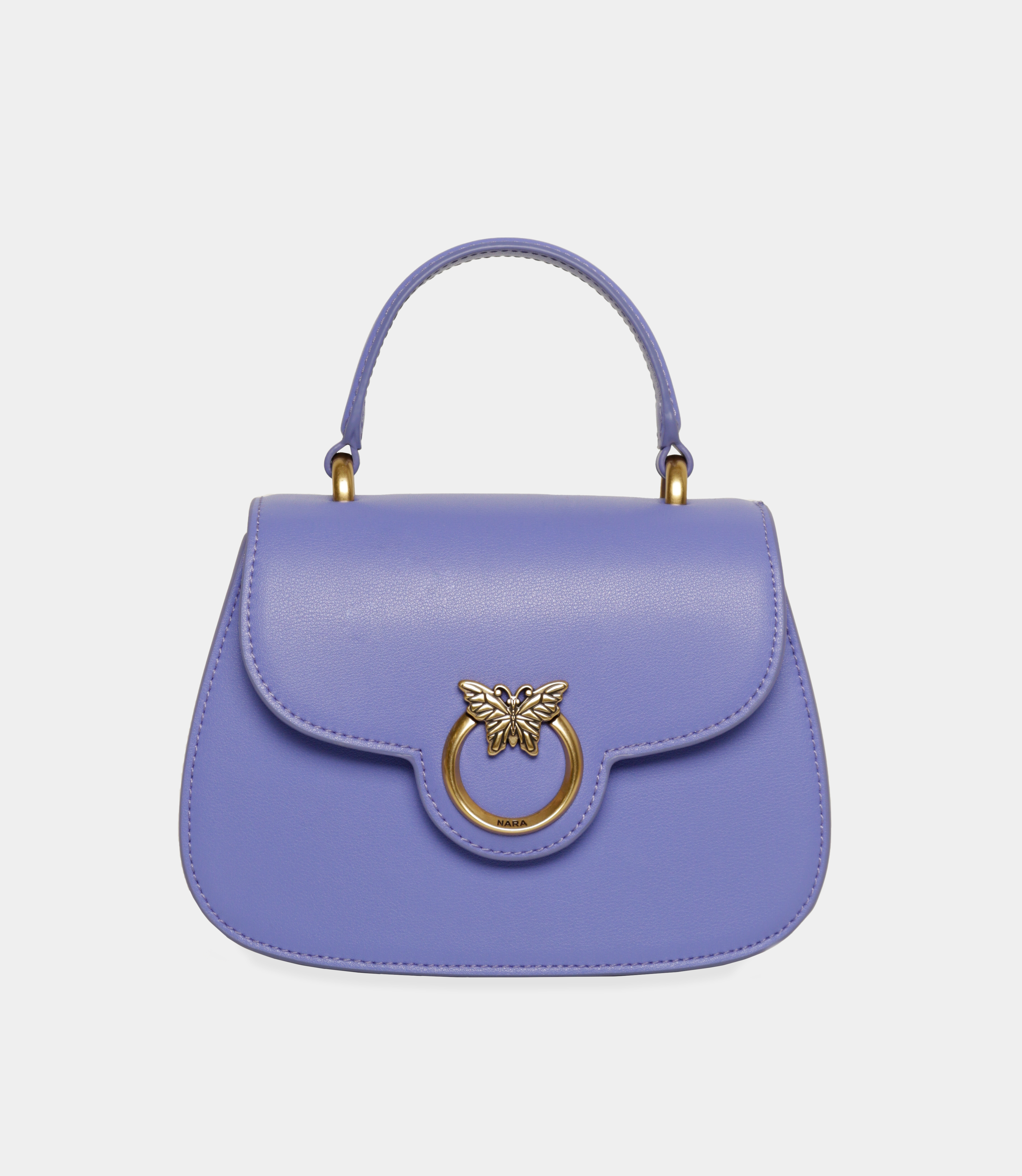 Lilac mini handbag made of leather. - NaraMilano