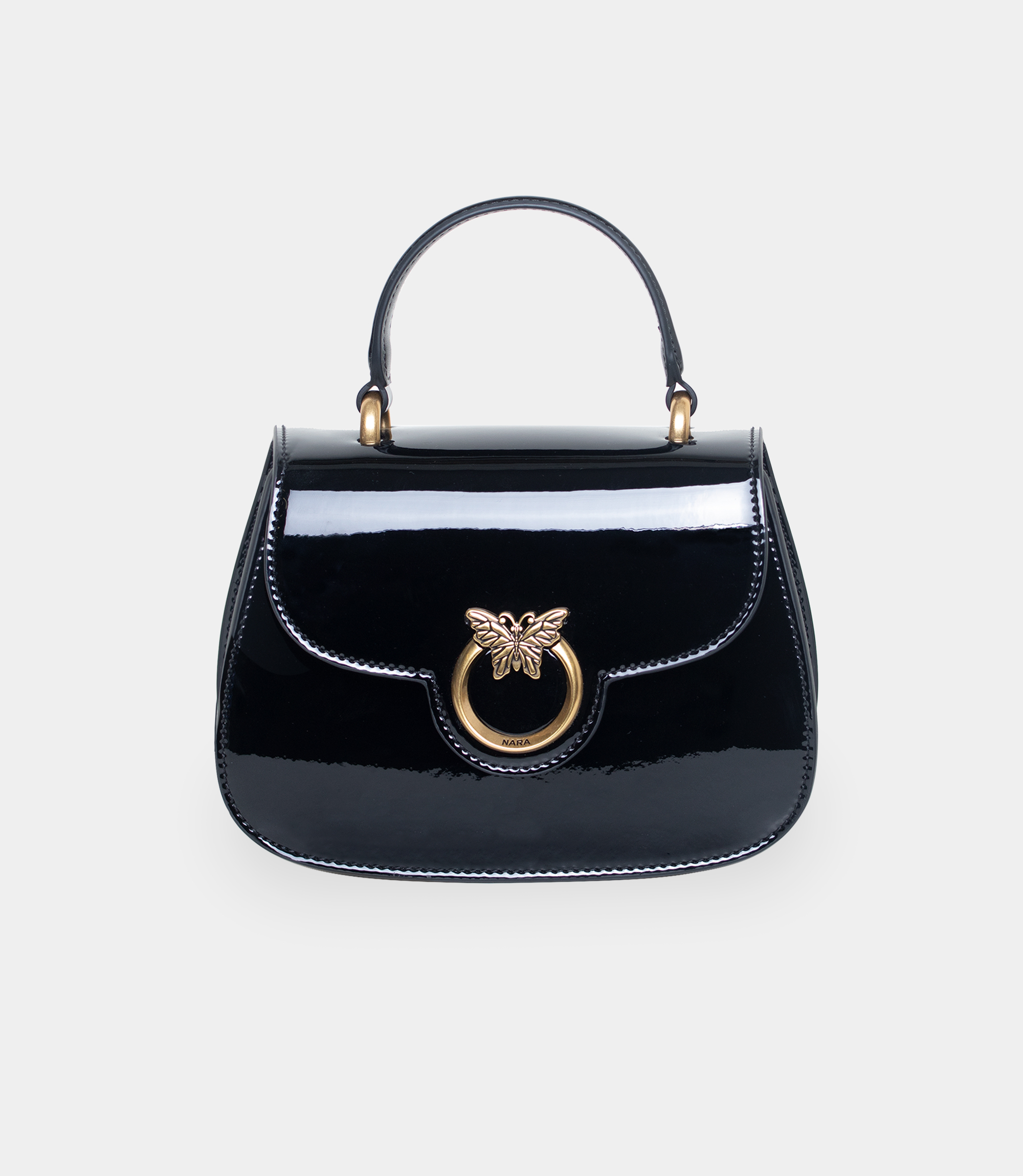 Black mini handbag made of patent leather - Black - NaraMilano