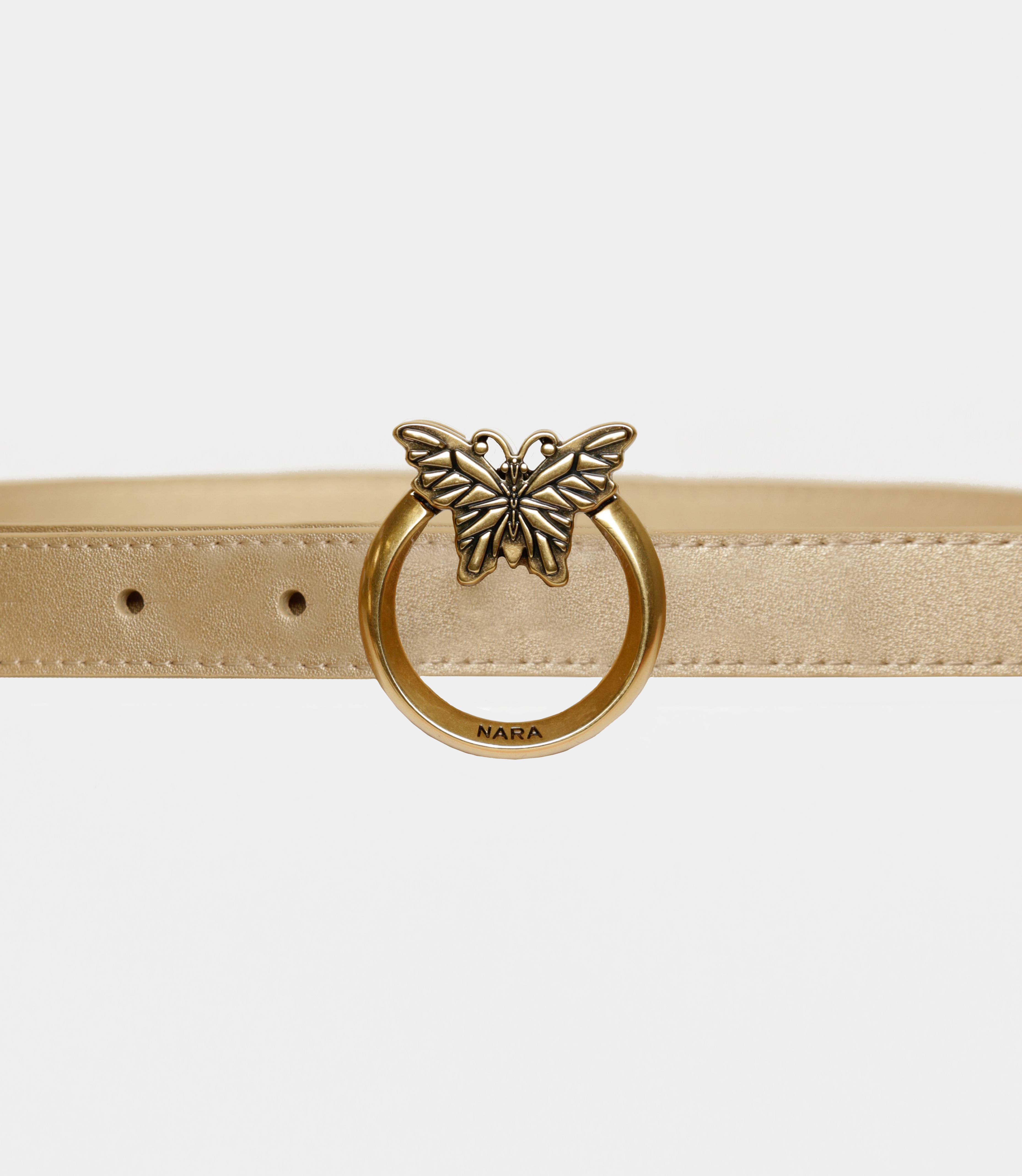 Thin leather belt with Nara logo - Yellow - NaraMilano