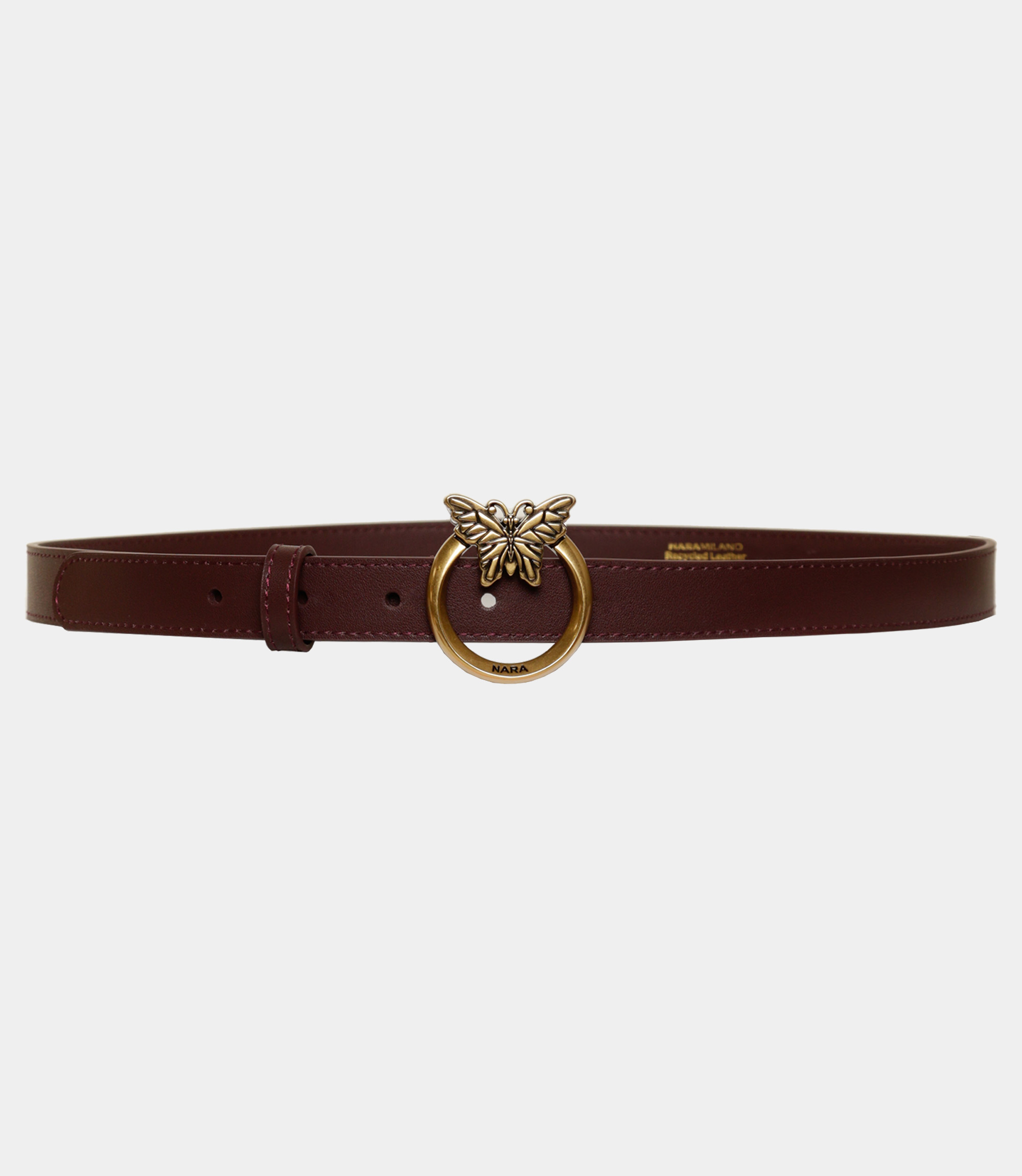 Cintura sottile in pelle con logo Nara - MARRONE - NaraMilano