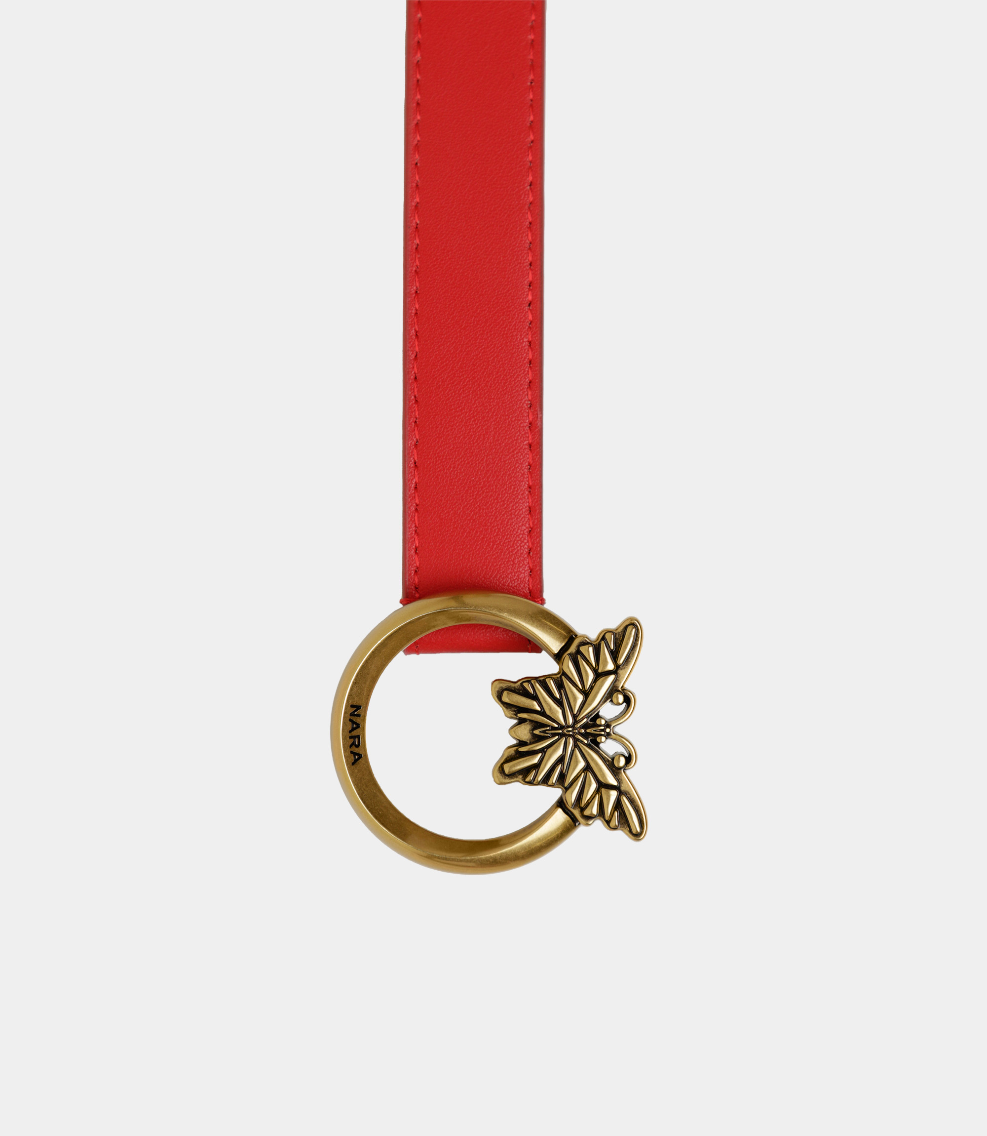 Thin leather belt with Nara logo - Red - NaraMilano