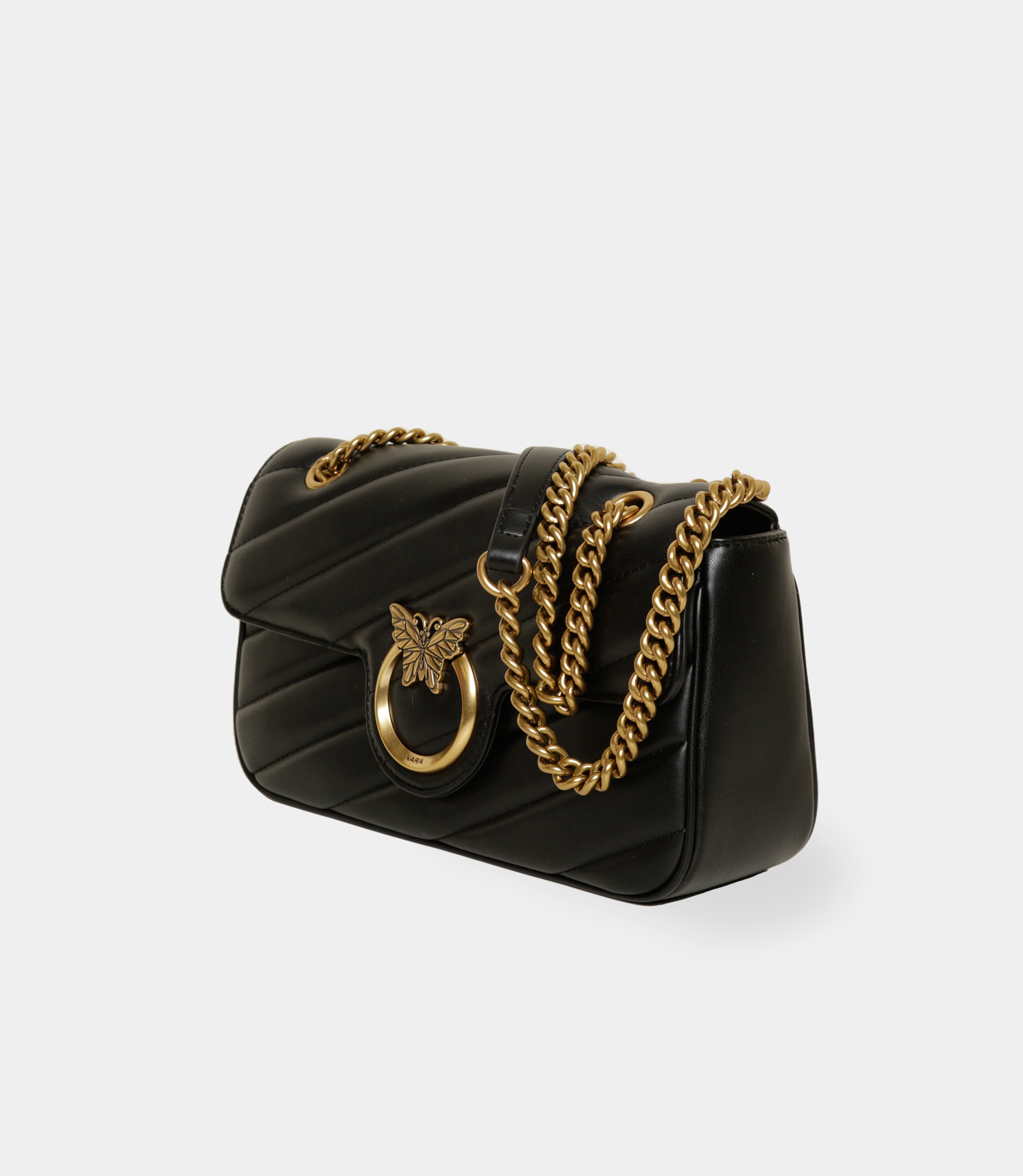 Black handbag with quilted pattern - Black - NaraMilano