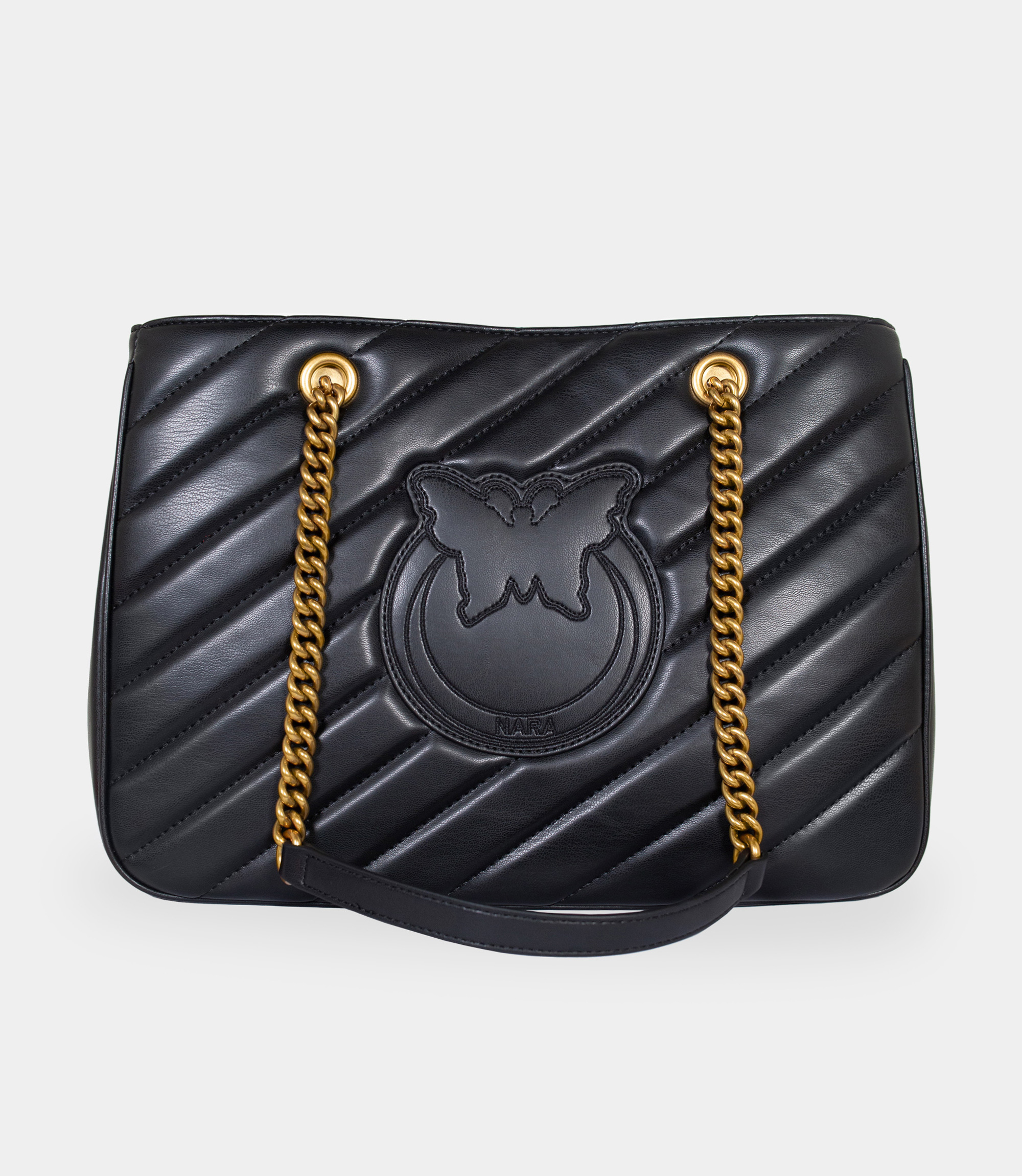 Black shopping bag with quilted pattern - Black - NaraMilano