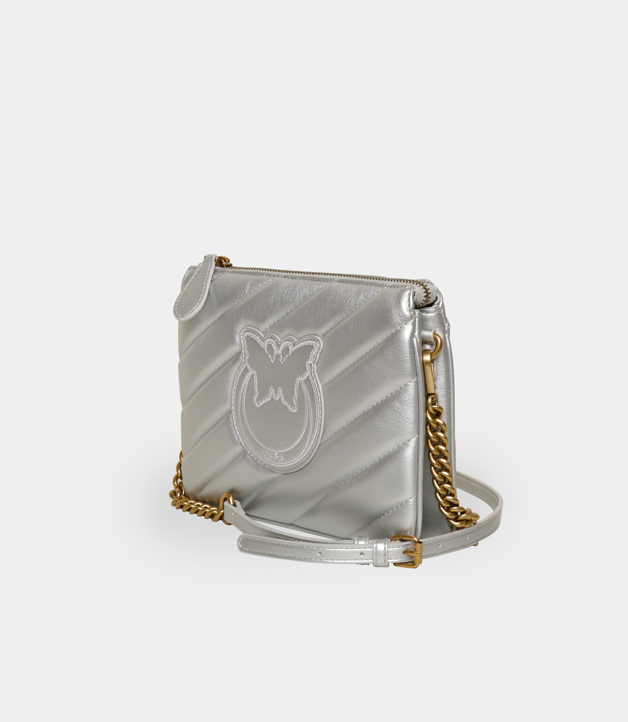 Silver crossbody bag with quilted pattern - Grey - NaraMilano