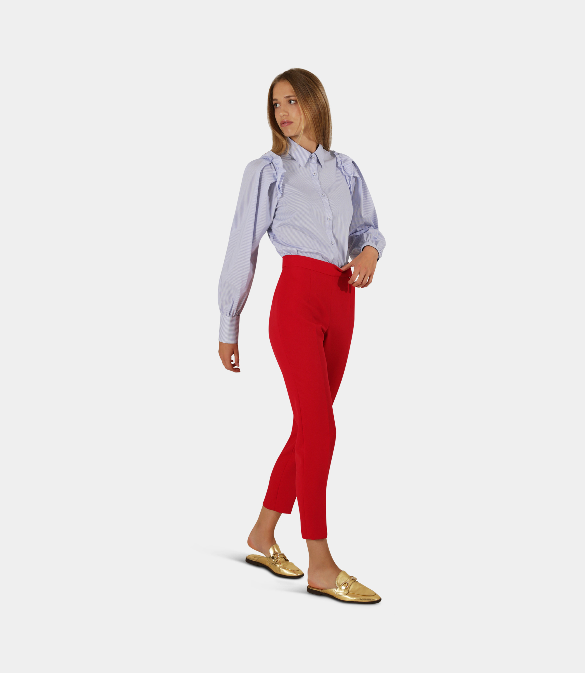 Straight-leg trousers - Red - NaraMilano