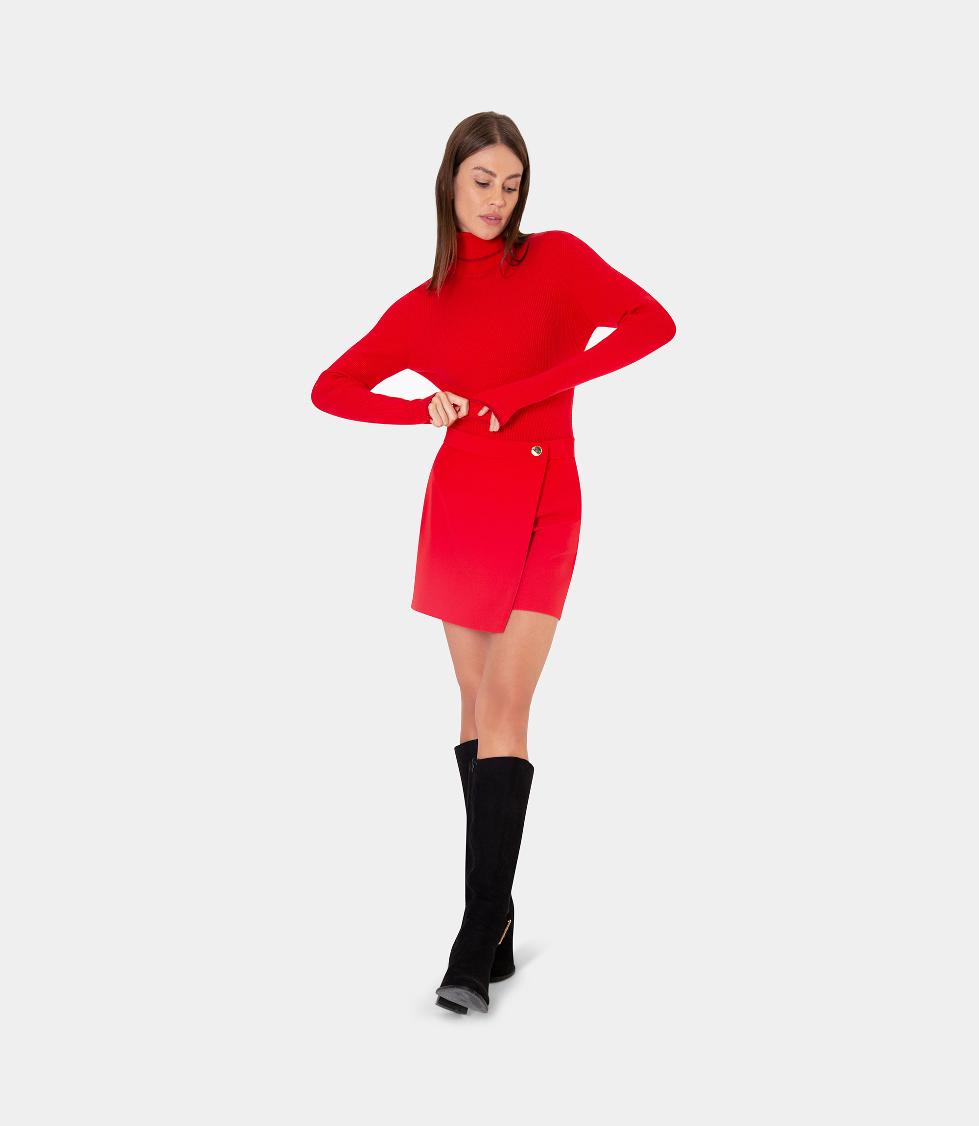 Wrap skirt - Red - Nara Milano